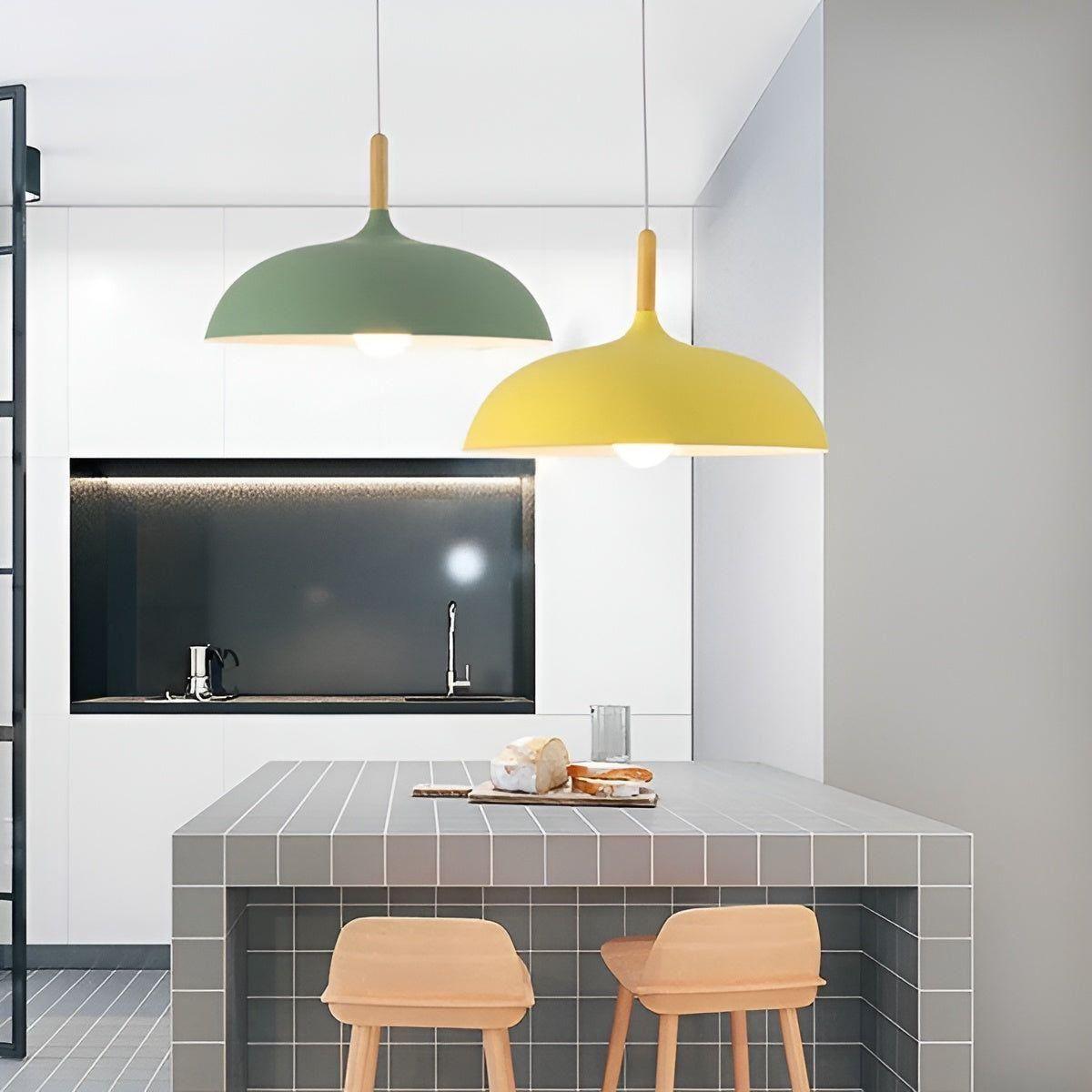 Eichenholz-Hängelampe – Minimalistische Deckenbeleuchtung im skandinavischen Stil - Pendelleuchte