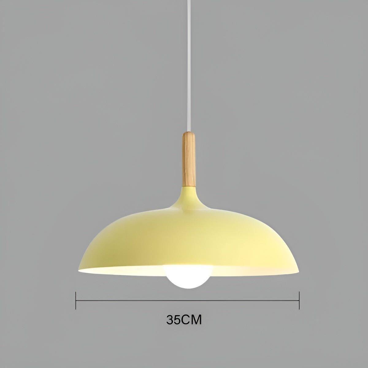 Eichenholz-Hängelampe – Minimalistische Deckenbeleuchtung im skandinavischen Stil - Gelb / Warmes Weiß / dia35cm X