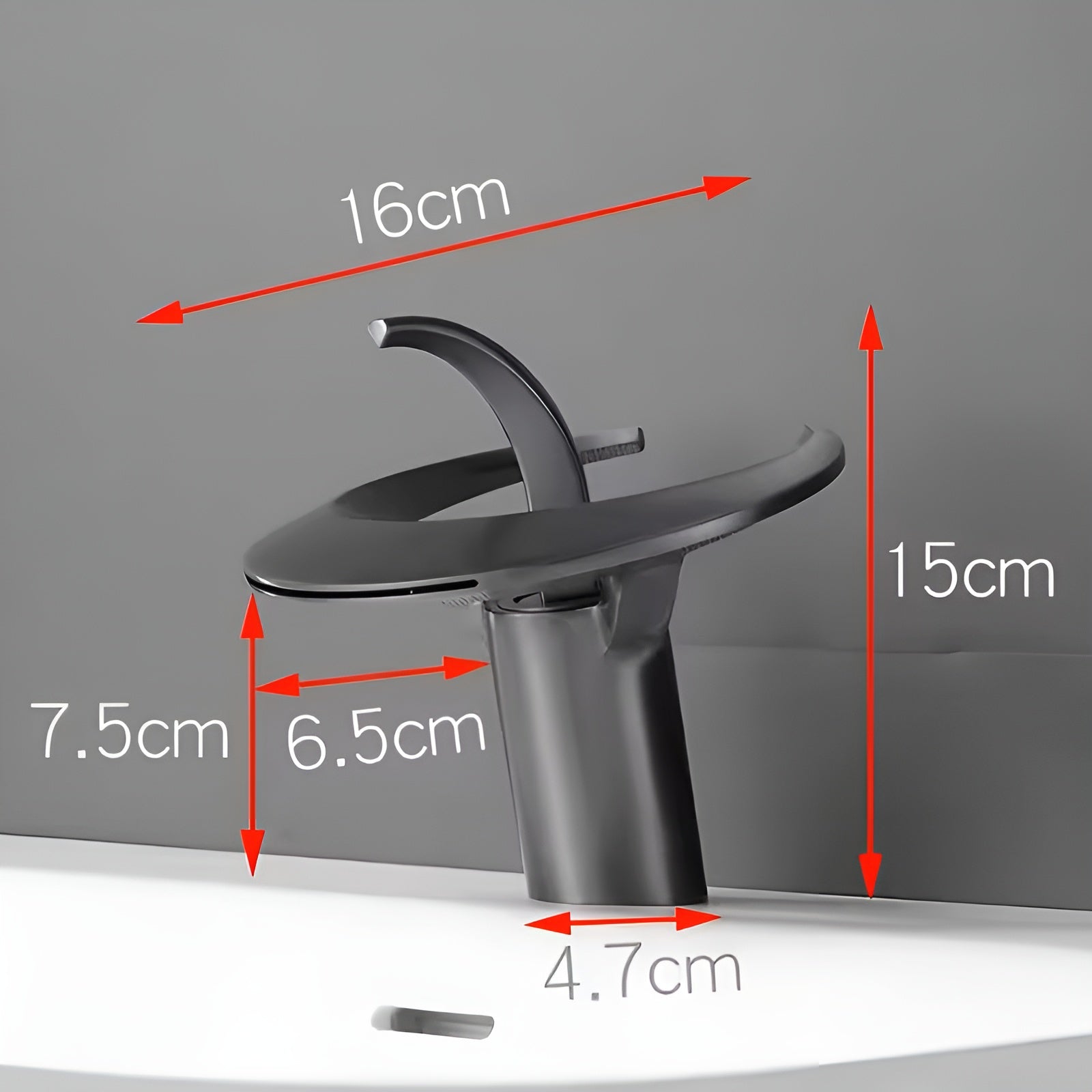 Einhebel-Wasserhahn mit Wasserfallauslauf – Wasserfall-Design | Robuste Messingkonstruktion - Waschtischarmaturen