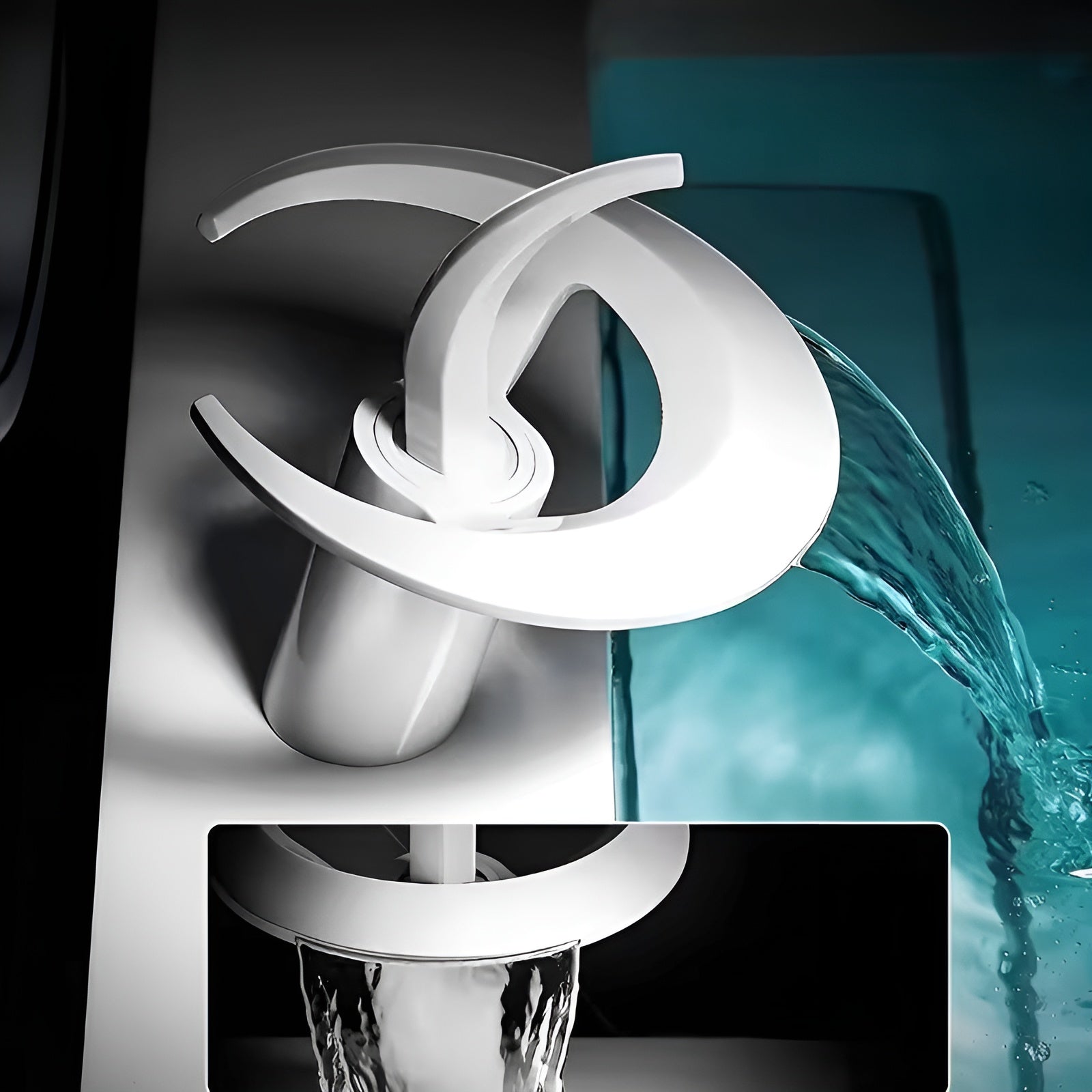 Einhebel-Wasserhahn mit Wasserfallauslauf – Wasserfall-Design | Robuste Messingkonstruktion - Waschtischarmaturen
