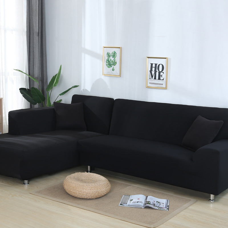 Elastischer Sofabezug aus einfarbigem Stretchmaterial - Schwarz / 1-Sitzer 35’’ – 55’’ (90–140 cm) - Sofabezug