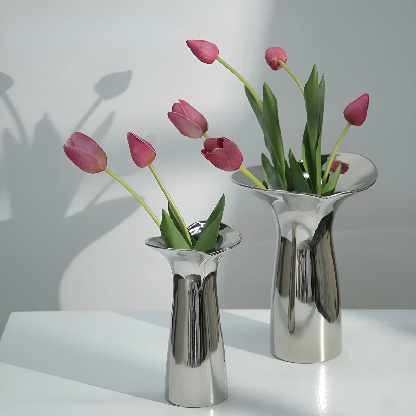 Elegante Silber Keramikvase - Moderne Wohnaccessoires & stilvolle Dekoration - Vase