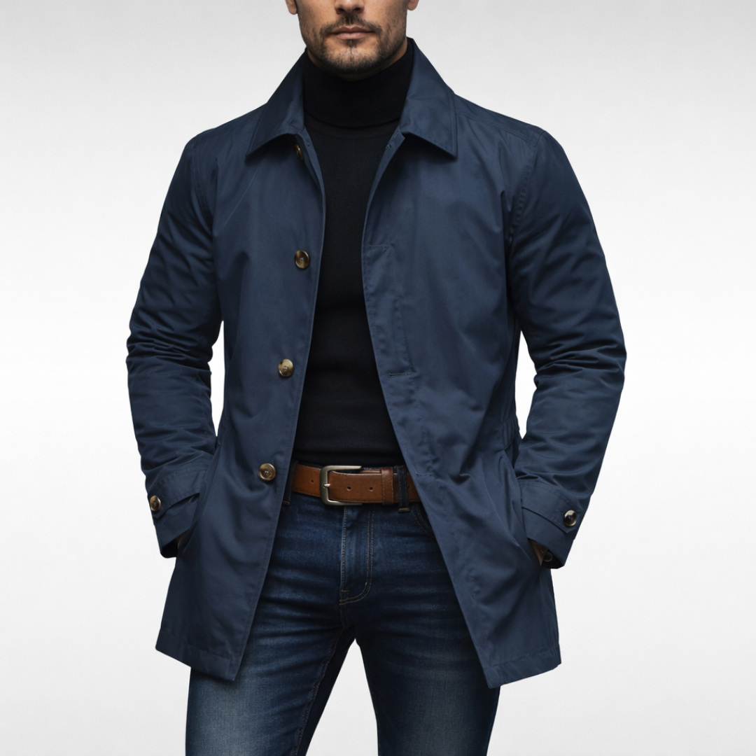 Eleganter Herrenmantel mit Wattierung – Klassischer Übergangsmantel - Marineblau / S - Mäntel & Jacken