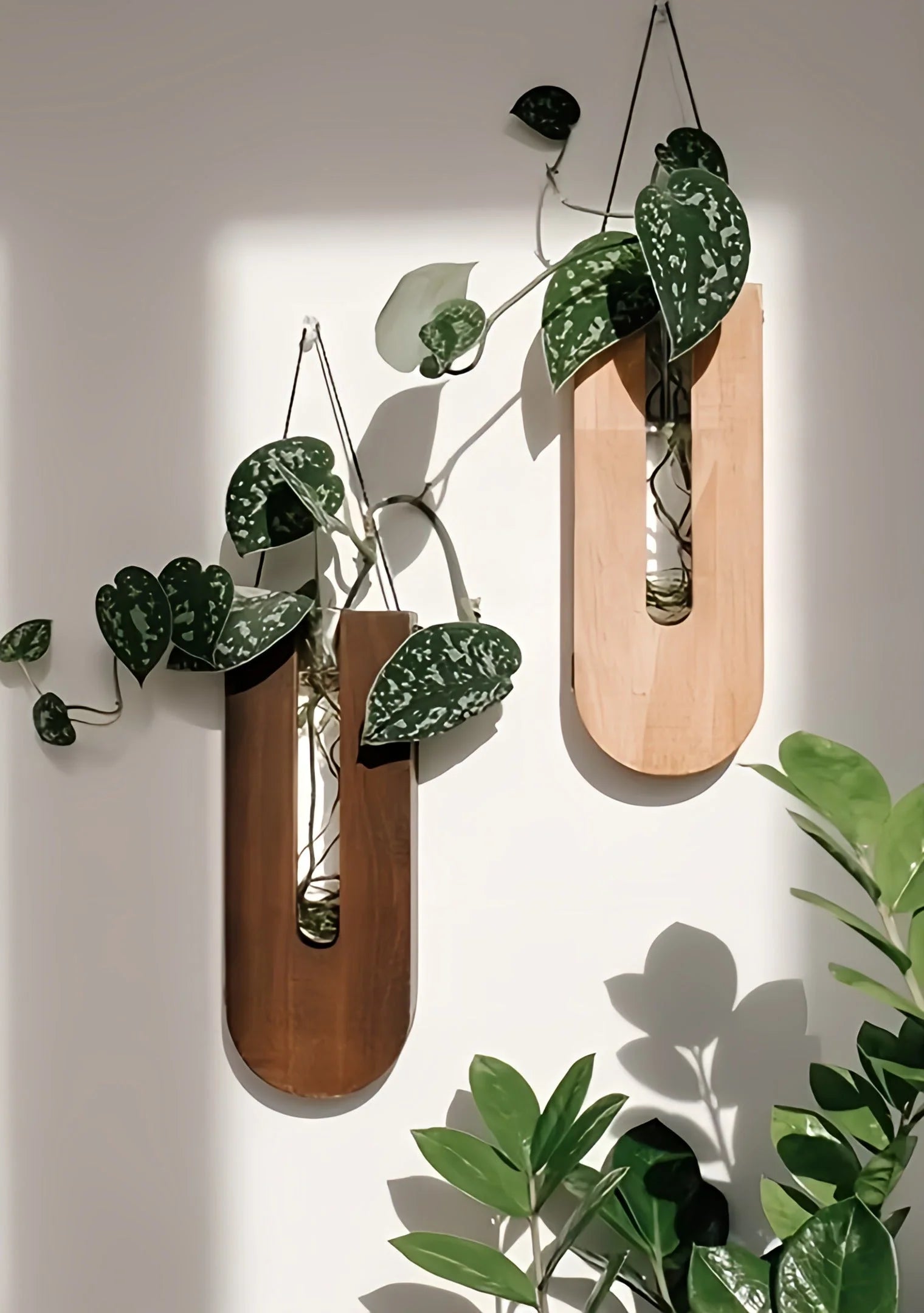 Holz-Wandvasen im Rustikalen Design – Kreative Blumendeko | Perfekt für Blumen und Moderne Wandgestaltung - Vase