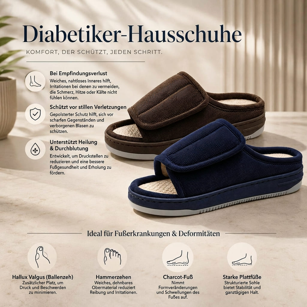 Gepolsterte Innensohle der extra weiten Hausschuhe