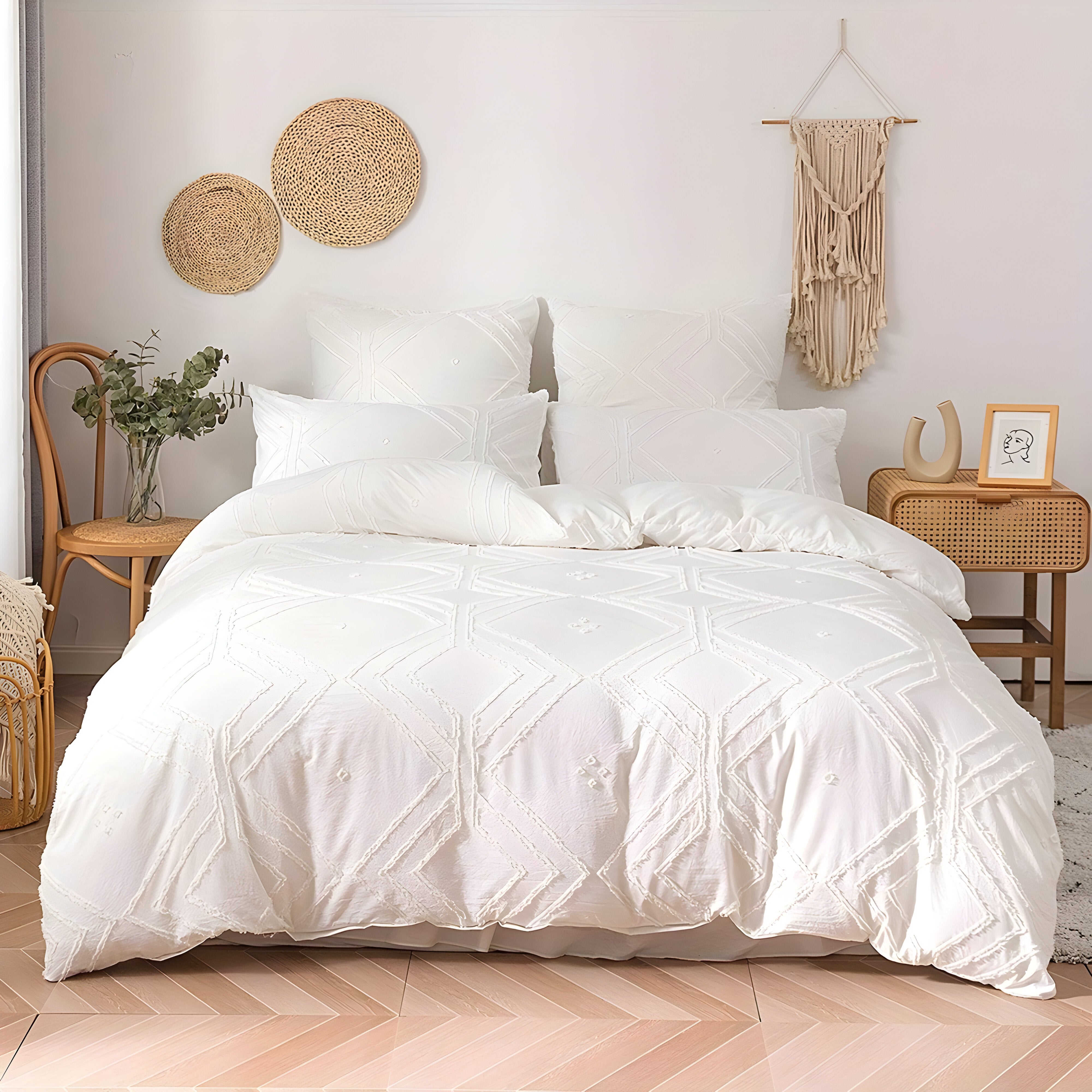 GridLuxe Duvet Set - Ganzjährig Getuftete Gitterbettwäsche