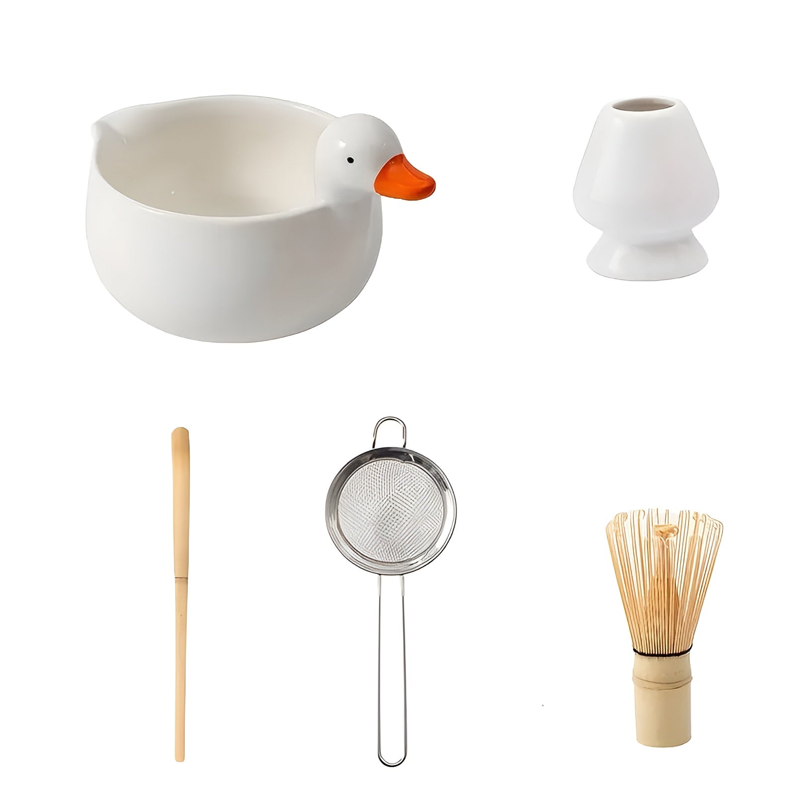 Matcha-Set mit Entenmotiv – Komplettset mit Teeschale, Besen & Sieb | Ideal als Geschenk