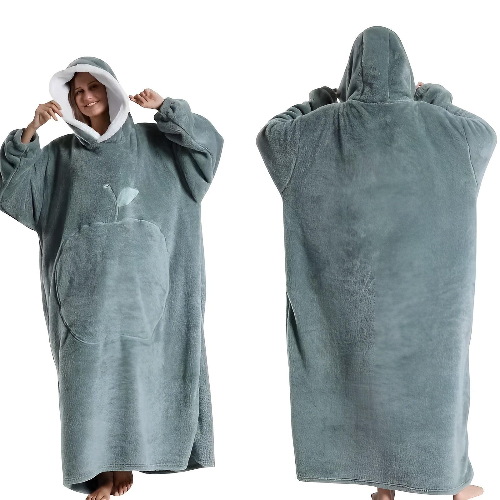 Kuschelige Hoodie-Decke – Warm Weich und Bequem | Ideal für Kalte Wintertage - Nebelblau - Decke