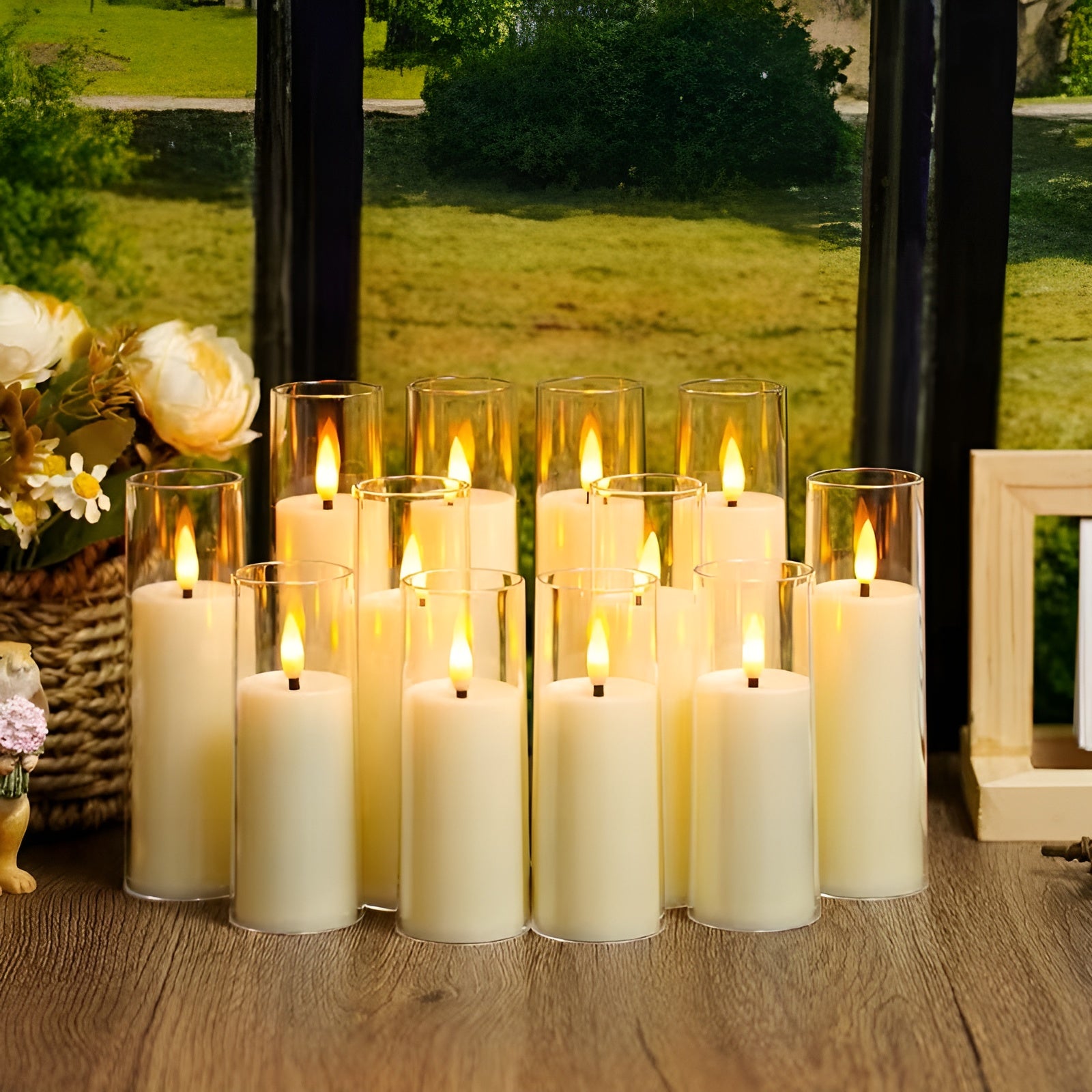 Flackernde LED Kerzen 12er Set – Stimmungsvolles Licht ohne Brandgefahr | Mit Fernbedienung & Timer - Wohnzubehör