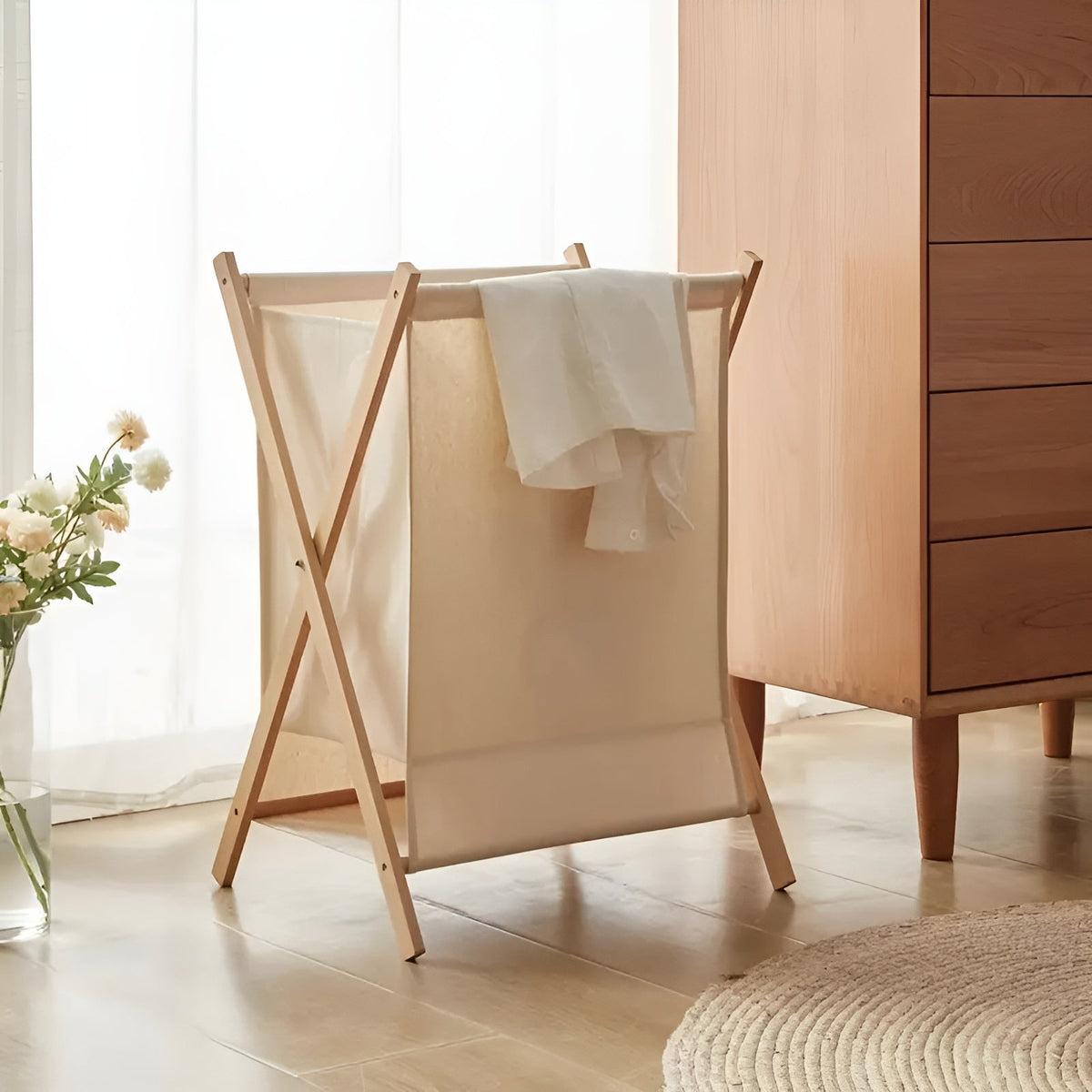 Faltbarer Wäschekorb aus Holz –Robustes Design aus Holz | Dekorativ und Funktional - Wäschekorb