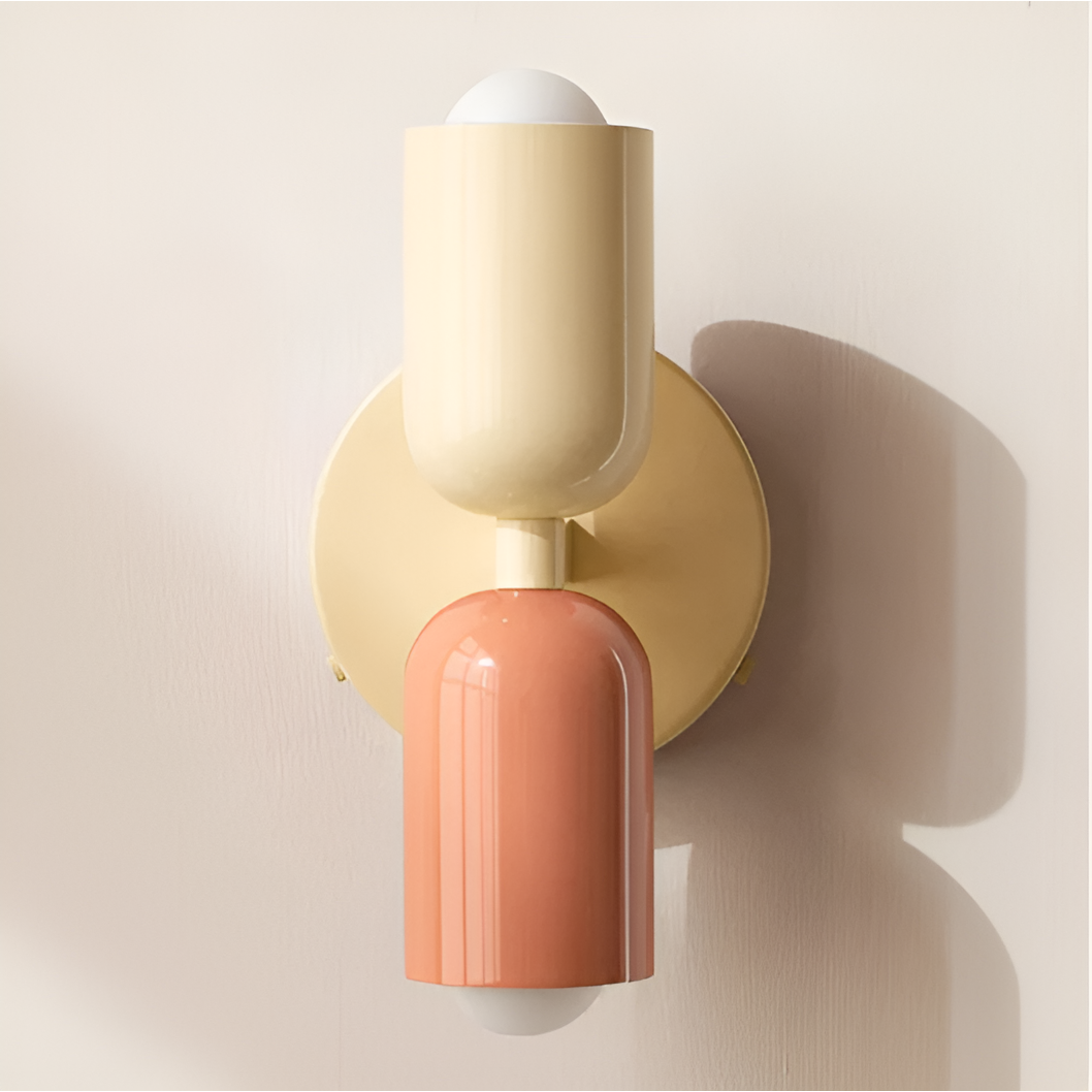 Farbe Wabi Duo- Minimalistisch Moderne LED-Doppelkopf-Leuchten - Beige / Roze & Beige - Lampe