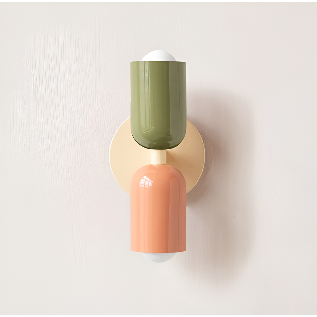 Farbe Wabi Duo- Minimalistisch Moderne LED-Doppelkopf-Leuchten - Grün / Roze & Beige - Lampe