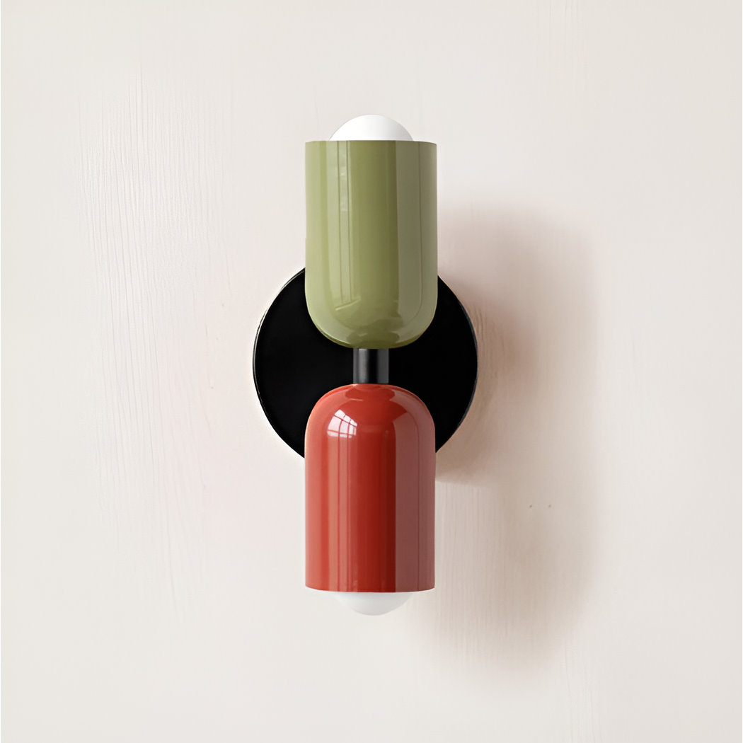 Farbe Wabi Duo- Minimalistisch Moderne LED-Doppelkopf-Leuchten - Grün / Rot & Schwarz - Lampe