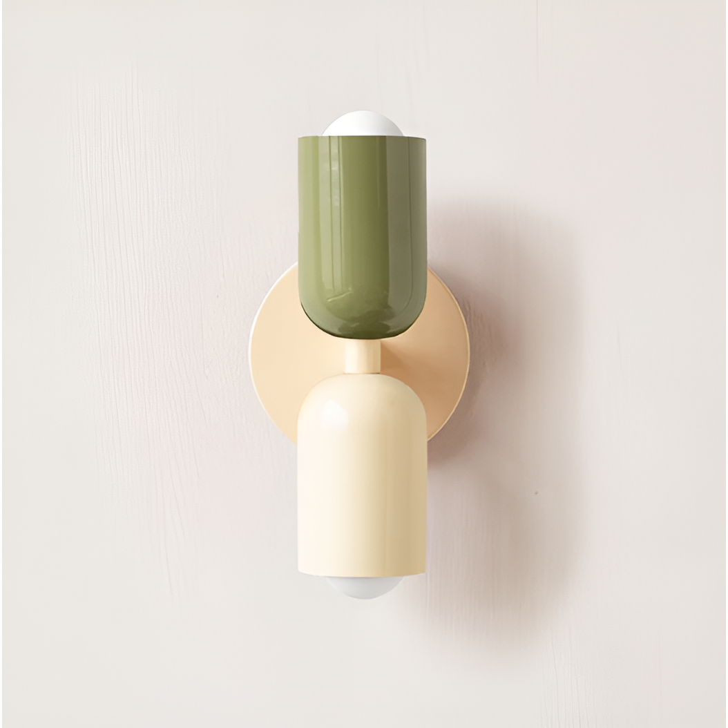 Farbe Wabi Duo- Minimalistisch Moderne LED-Doppelkopf-Leuchten - Grün / Beige & Beige - Lampe