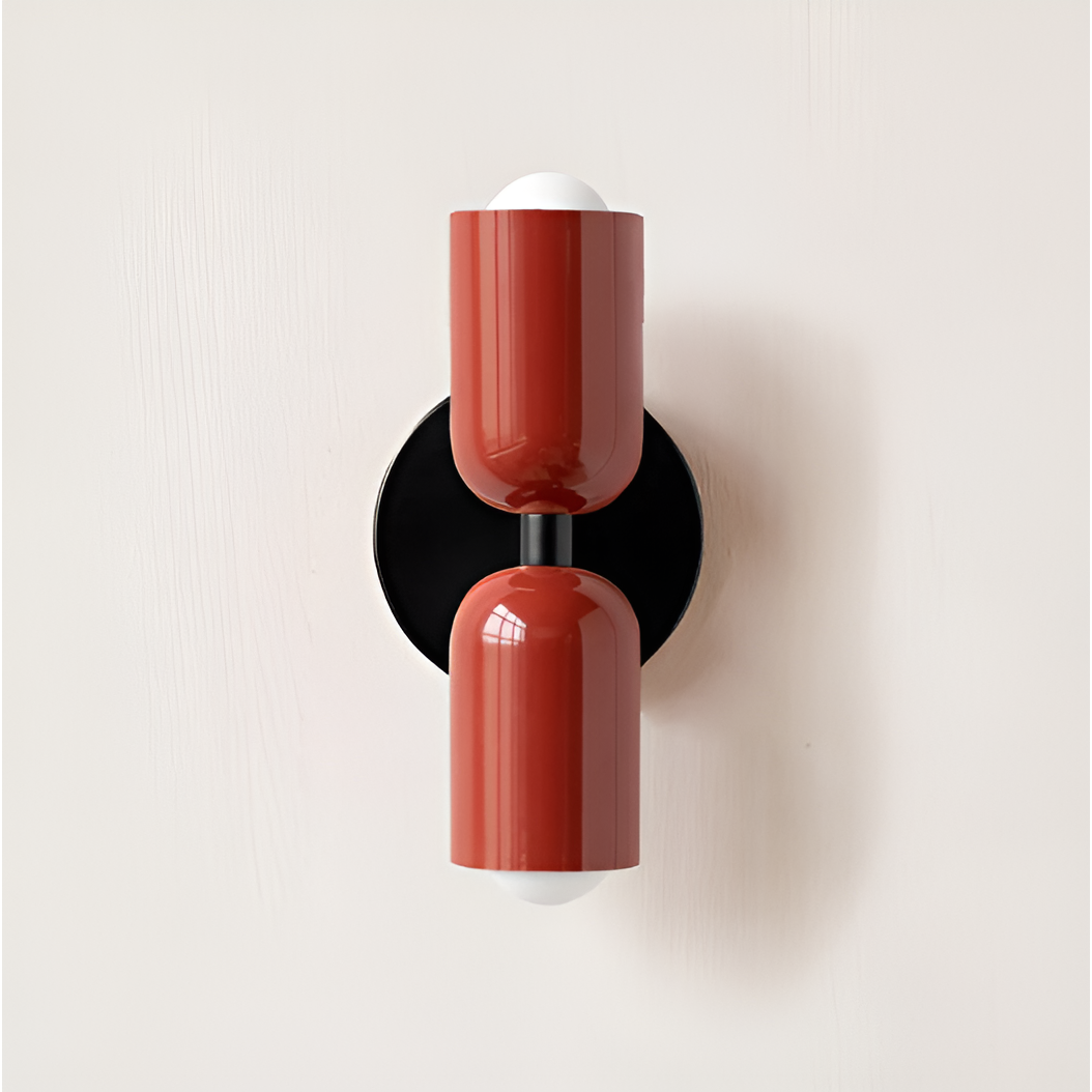 Farbe Wabi Duo- Minimalistisch Moderne LED-Doppelkopf-Leuchten - Rot / Rot & Schwarz - Lampe