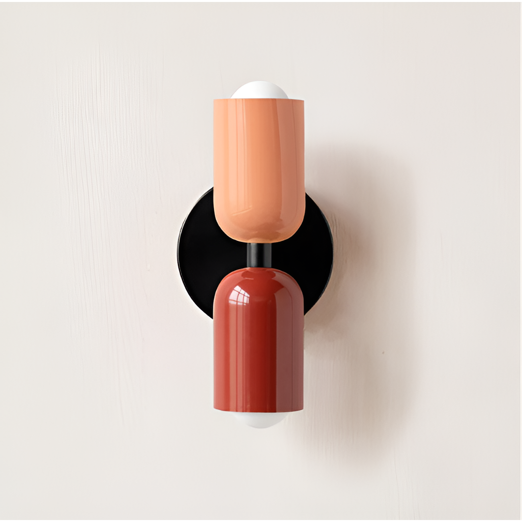 Farbe Wabi Duo- Minimalistisch Moderne LED-Doppelkopf-Leuchten - Roze / Rot & Schwarz - Lampe