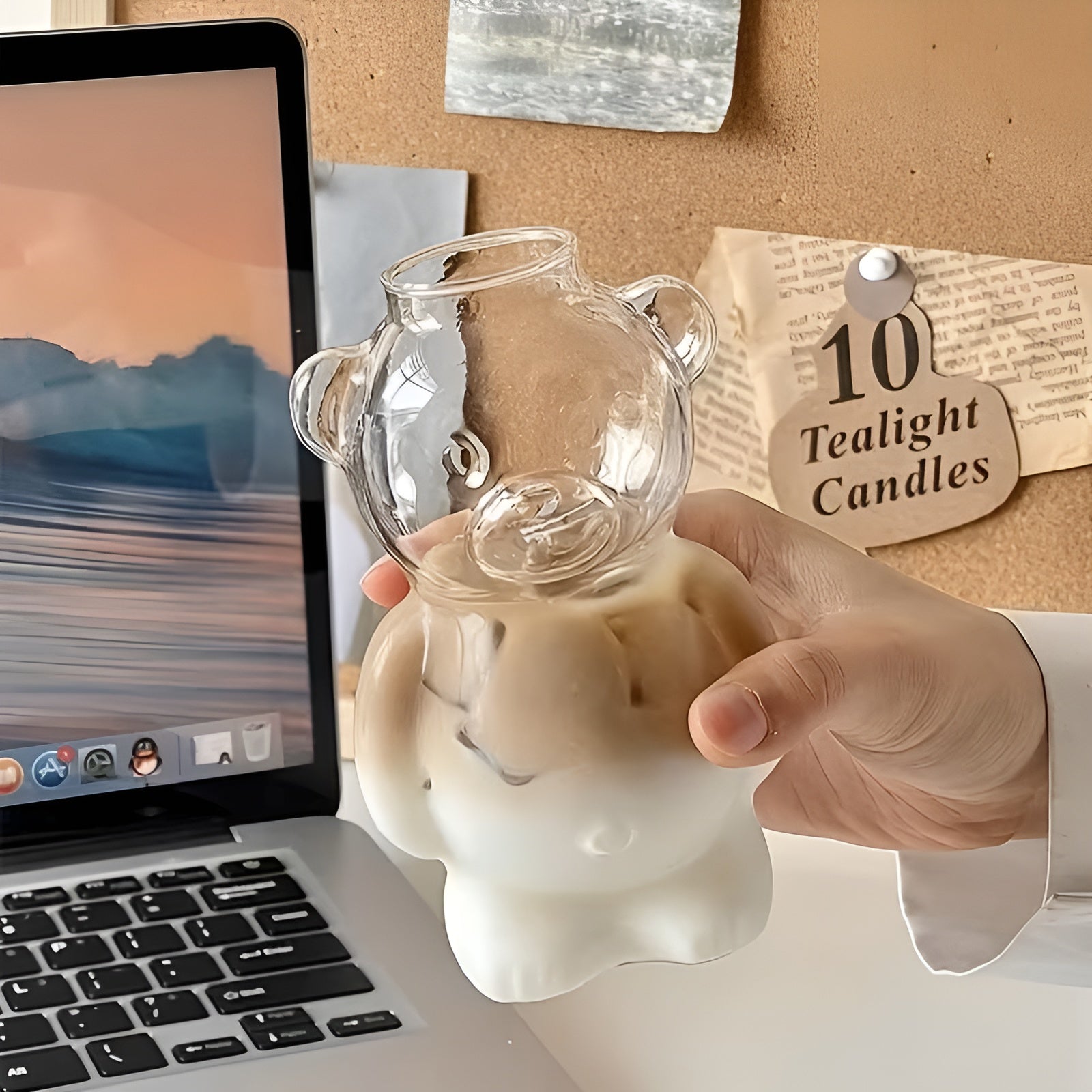 Bär Glasbecher Set (2-teilig) – Niedliches Design aus Borosilikatglas | Mit Glasstrohhalm für Kaffee & Cocktails
