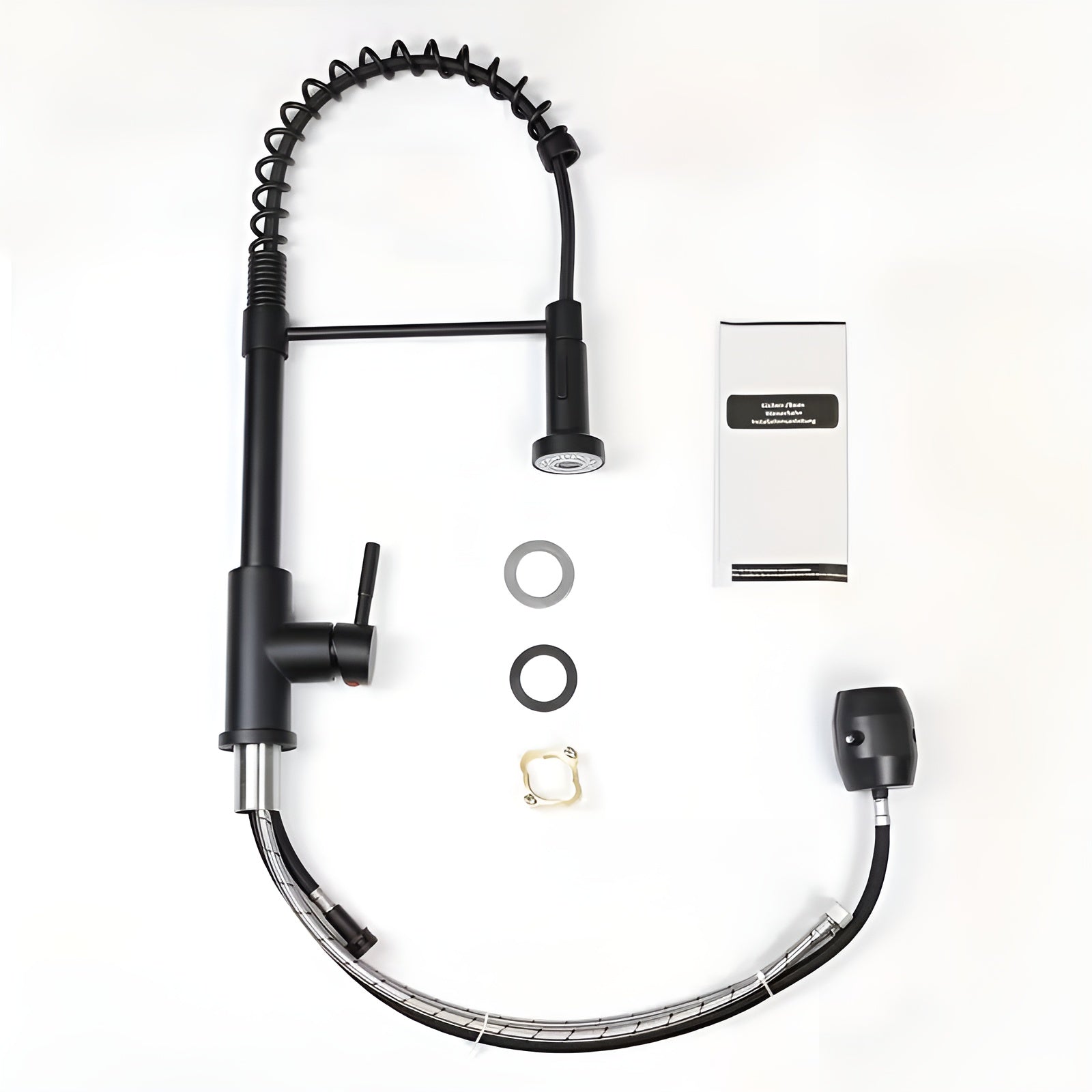 Küchenarmatur mit Brause – Hochdruck Wasserhahn mit Ausziehfunktion | 360° schwenkbar, Edelstahl in Schwarz oder Weiß