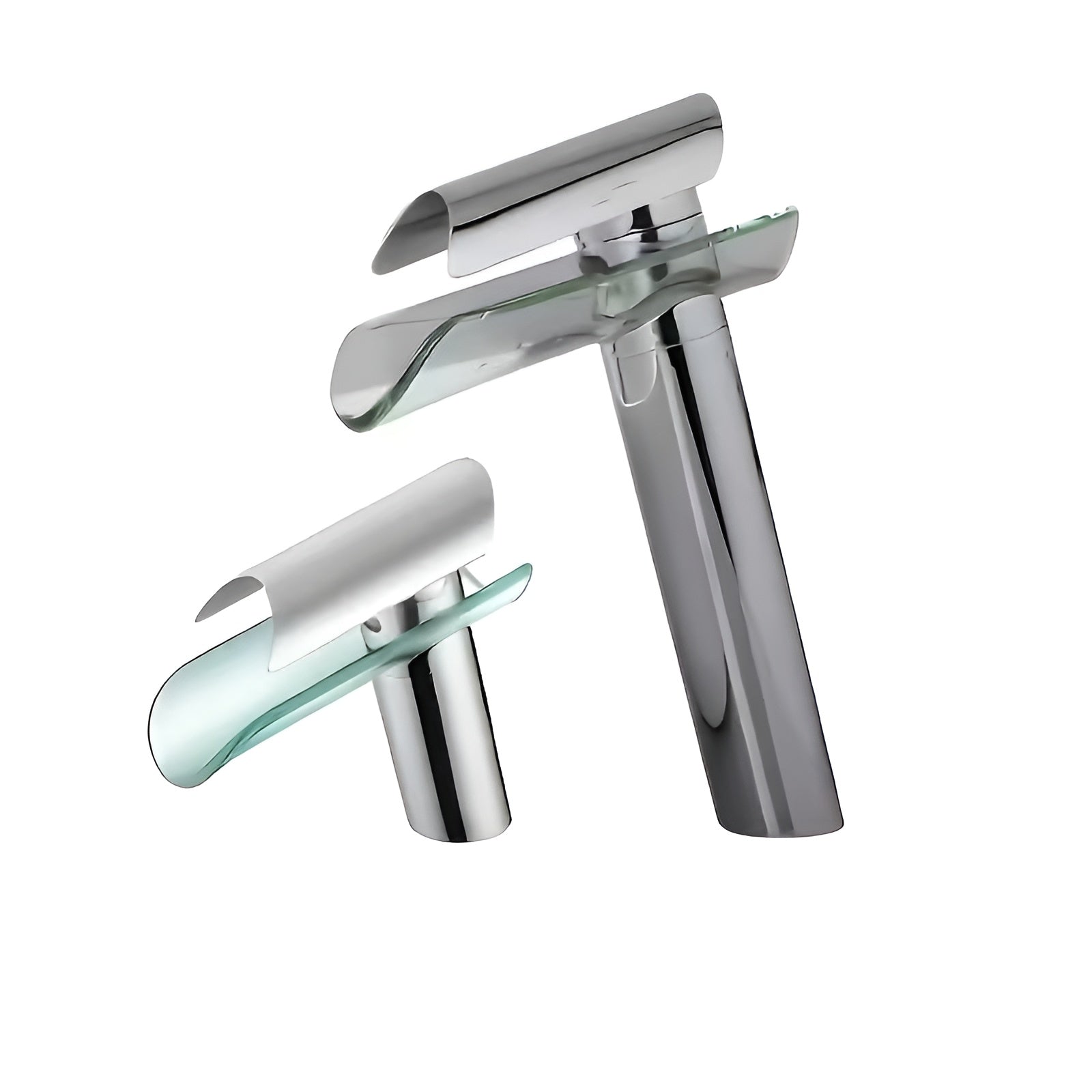 Waschbeckenarmatur mit Wasserfall – Kalt- und Warmwasser | Modernes Glasdesign für Bad und Gäste-WC - Wohnzubehör