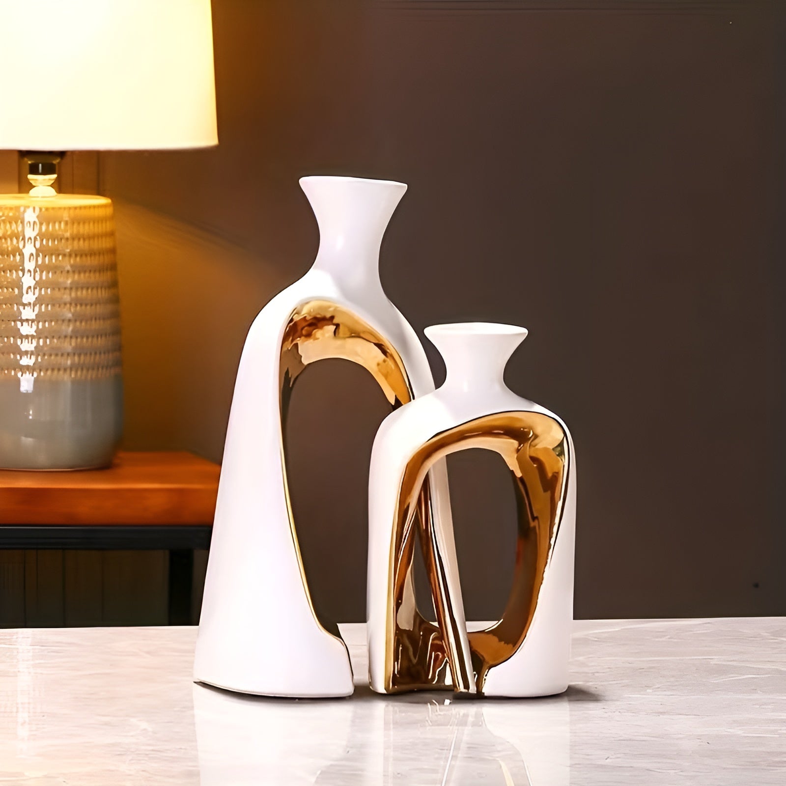 Dekoratives Keramikvasen-Set (2-teilig) – Modern & Stilvoll | Perfekt für Wohnzimmer und Tischdekoration - Home