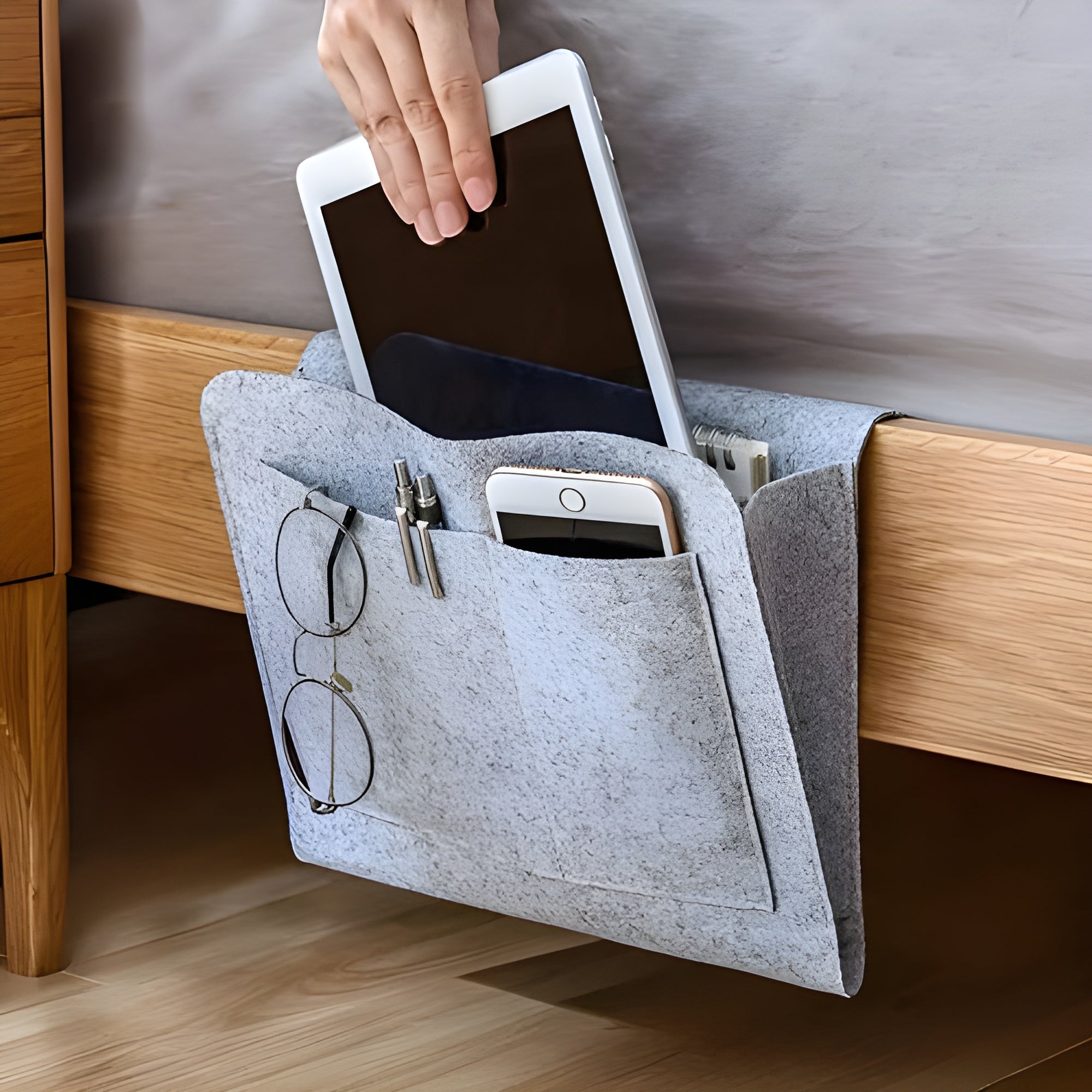 Filz Betttasche – Hängeorganizer für Bett Sofa und Schlafzimmerund Schlafzimmer - Aufbewahrungstasche