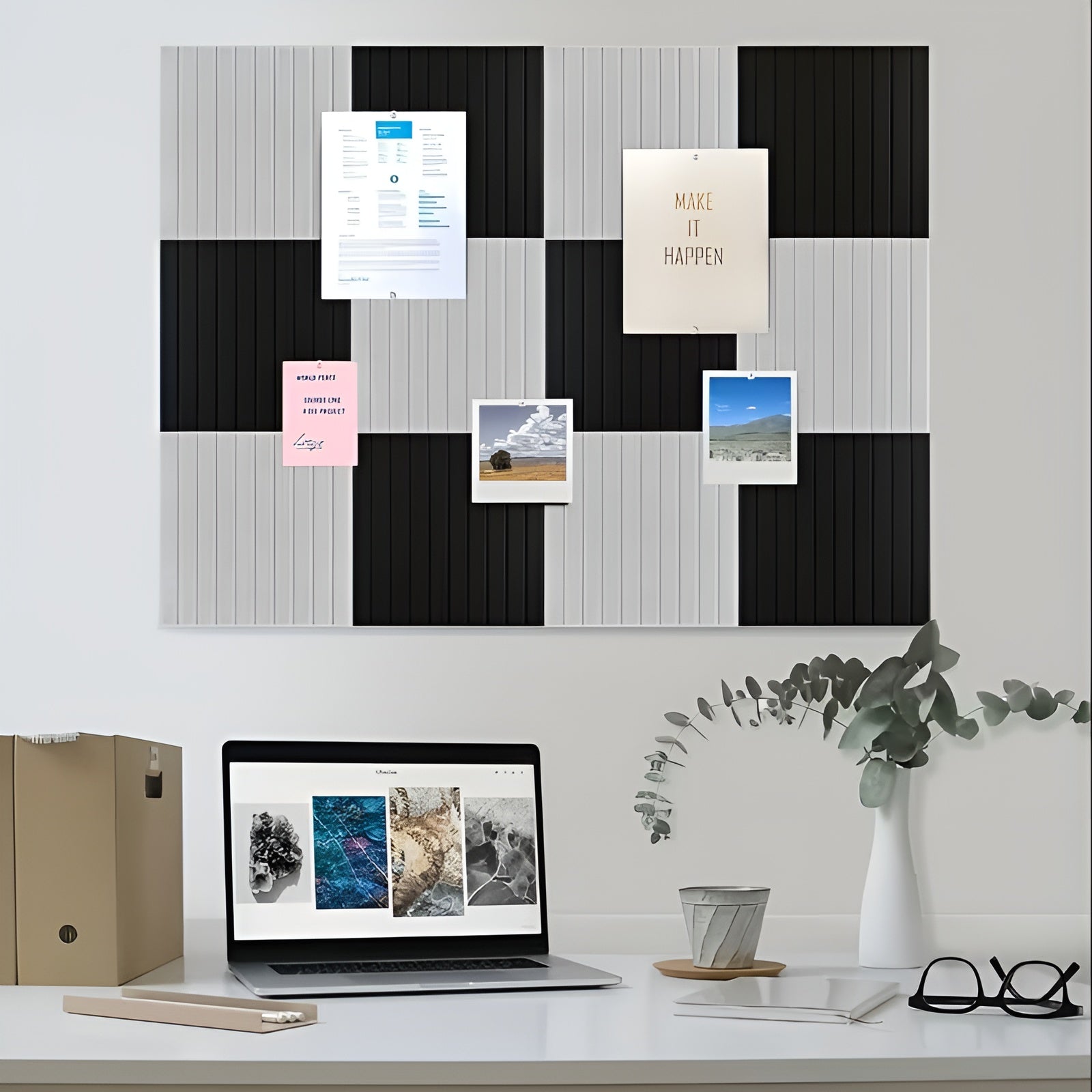 Filz Wandfliesen Set (12 Stück) – Selbstklebend und Schalldämmend | Dekorative Pinnwand für Büro und Zuhause