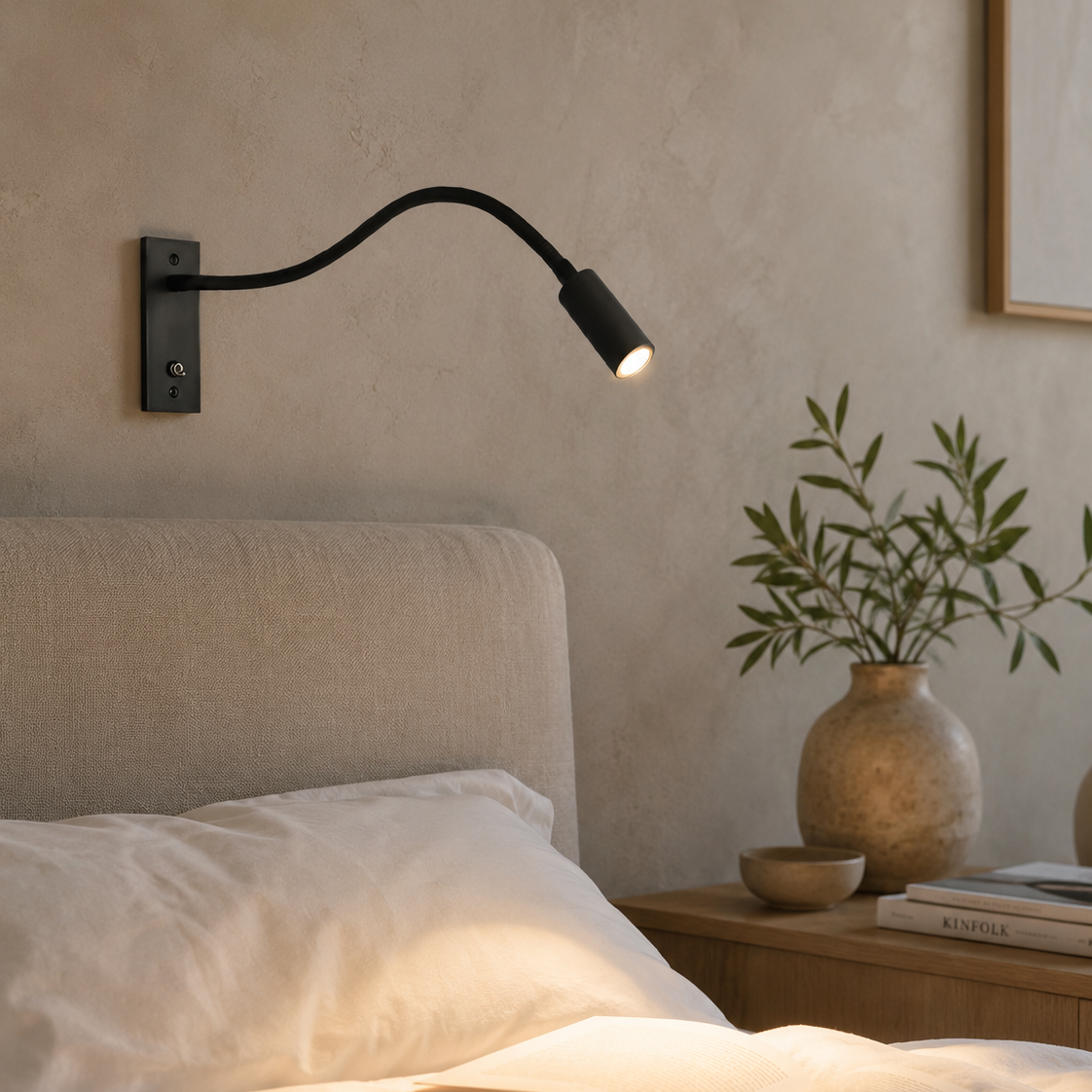 Flexible Wandleuchte mit Schwanenhals – Verstellbar und modern | Perfekt zum Lesen für Betten und Sofas - Wandlampe
