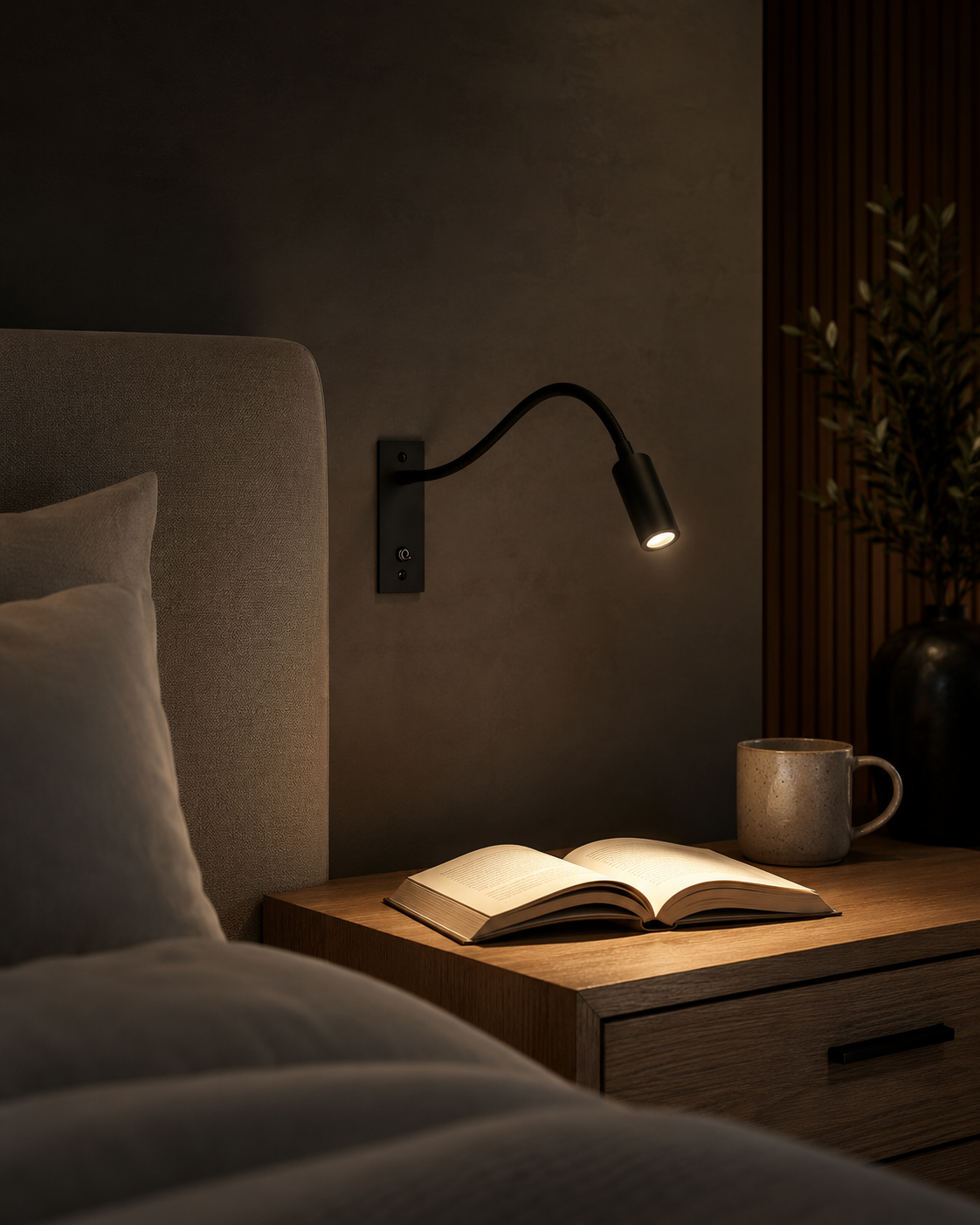 Flexible Wandleuchte mit Schwanenhals – Verstellbar und modern | Perfekt zum Lesen für Betten und Sofas - Wandlampe