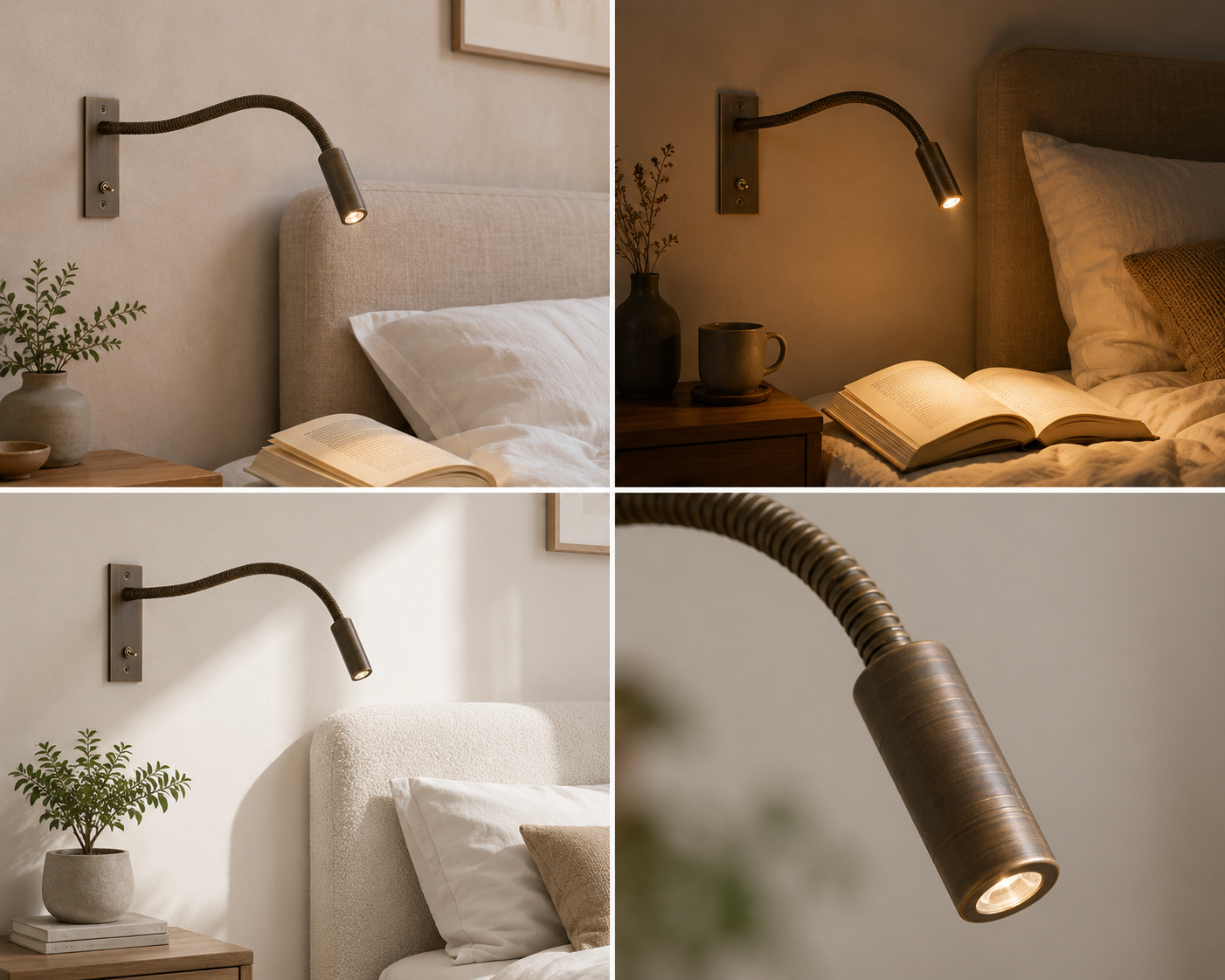 Flexible Wandleuchte mit Schwanenhals – Verstellbar und modern | Perfekt zum Lesen für Betten und Sofas - Wandlampe
