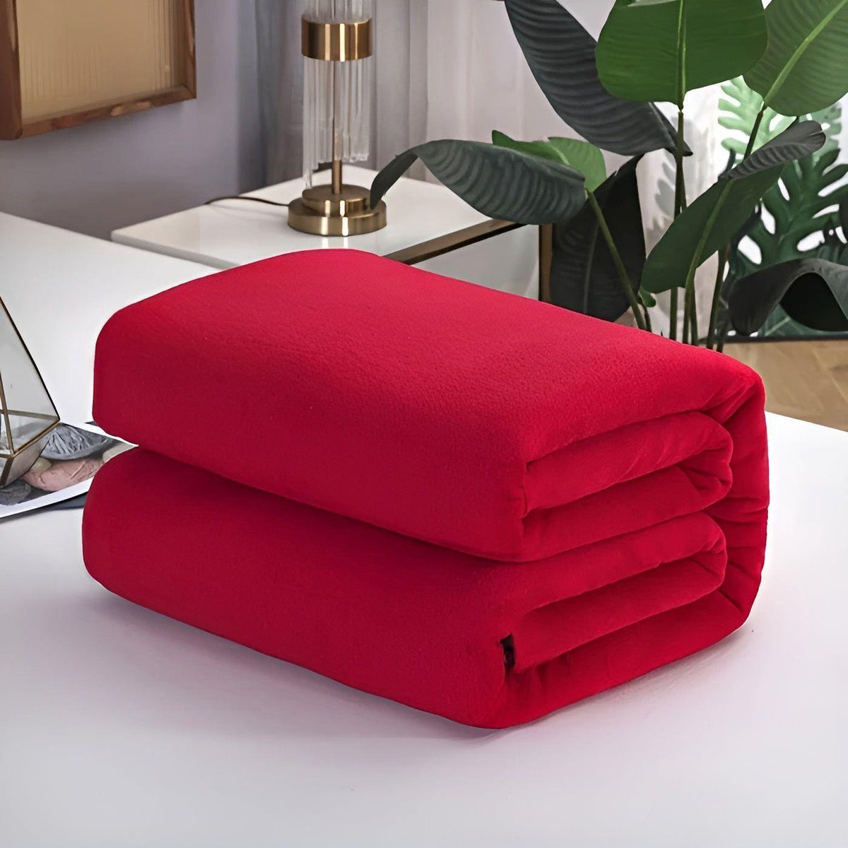 FluffyFleece Blanket - Strapazierfähige Dicke Fleece Winterdecke - Leuchtendes Rot / 100*150cm - Decke