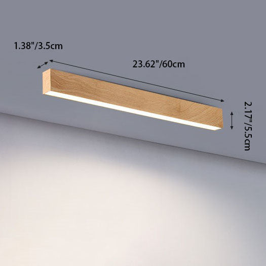 Flur-Deckenleuchte Holz länglich mit integrierter LED – 60 100 oder 120 cm - Deckenleuchten