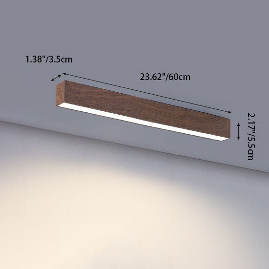 Flur-Deckenleuchte Holz länglich mit integrierter LED – 60 100 oder 120 cm - Deckenleuchten