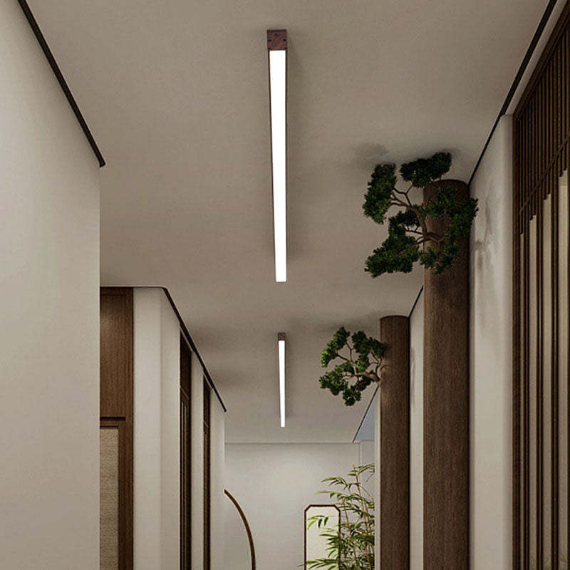 Flur-Deckenleuchte Holz länglich mit integrierter LED – 60 100 oder 120 cm - Deckenleuchten