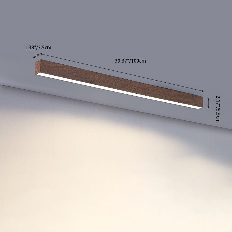 Flur-Deckenleuchte Holz länglich mit integrierter LED – 60 100 oder 120 cm - Deckenleuchten