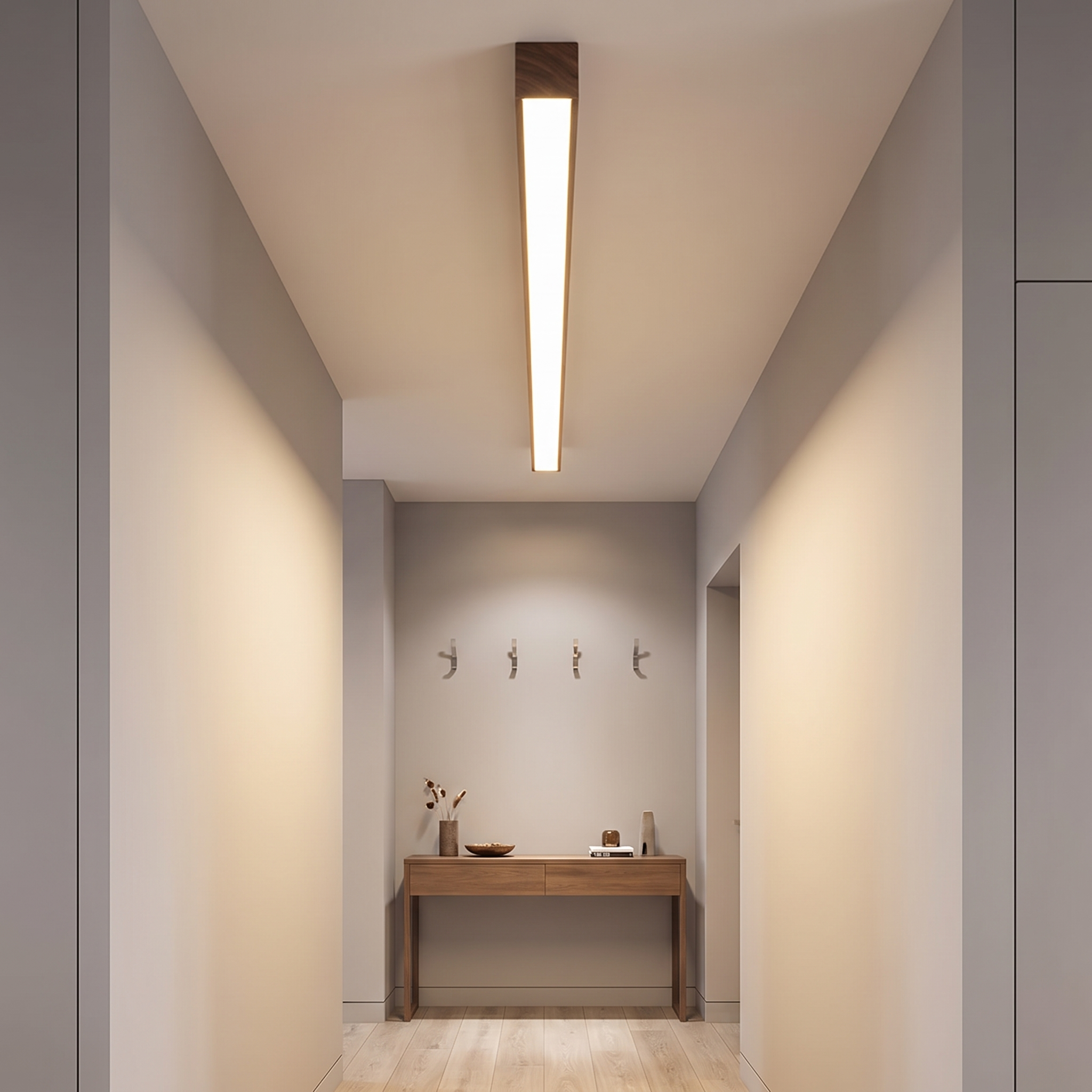 Flur-Deckenleuchte Holz länglich mit integrierter LED – 60 100 oder 120 cm - Deckenleuchten