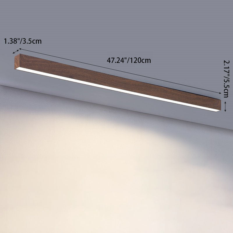 Flur-Deckenleuchte Holz länglich mit integrierter LED – 60 100 oder 120 cm - Deckenleuchten