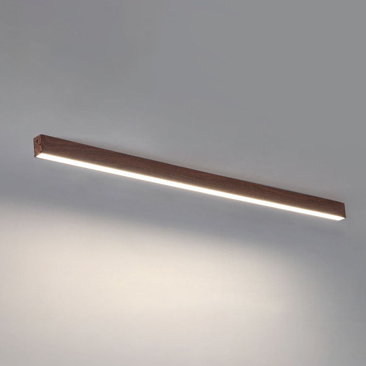 Flur-Deckenleuchte Holz länglich mit integrierter LED – 60 100 oder 120 cm - Walnuss / Klein / Warmweiß (3000 K)