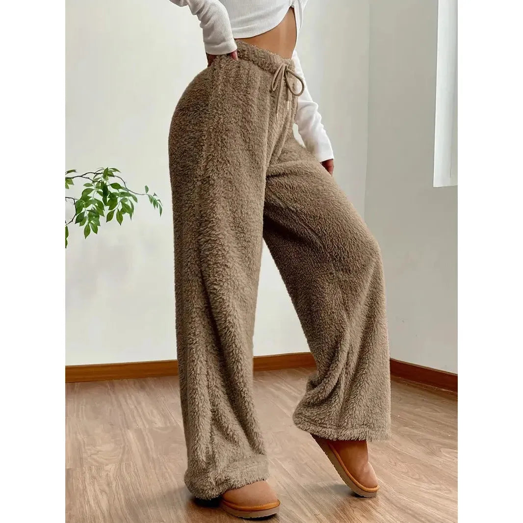Freya Pants - Warme und bequeme Teddybär-Hose mit weitem Bein - Damenmode