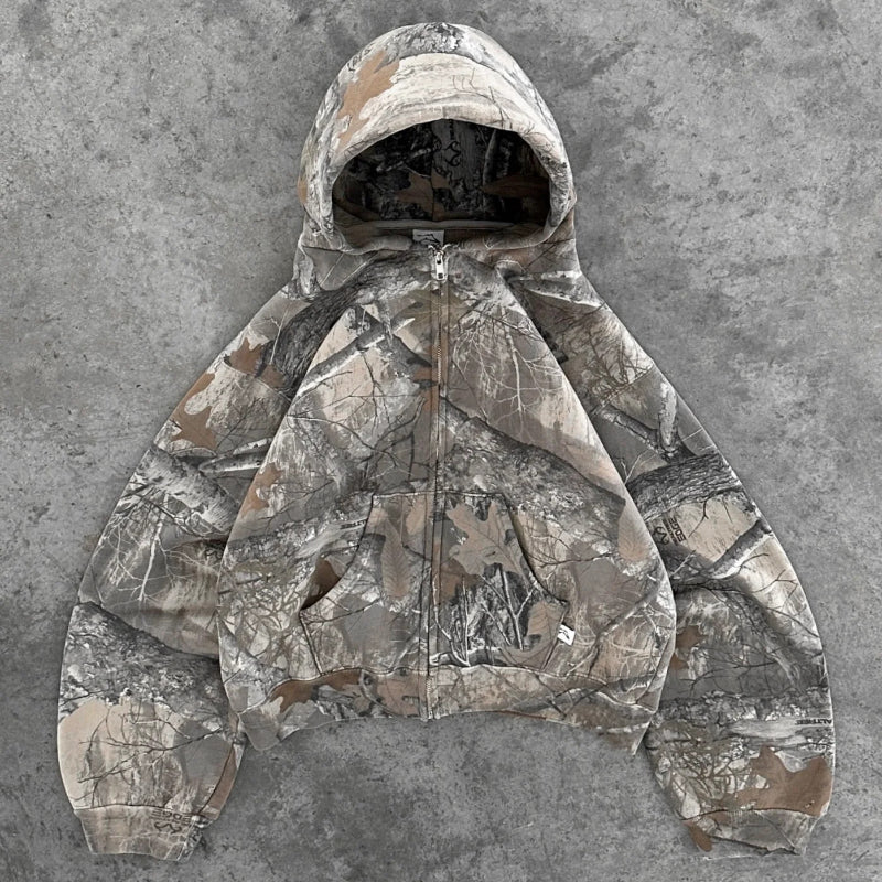 Gefütterter Fleece Camouflage Hoodie – Warm & Funktionell - Jacke / XS - Bekleidung & Accessoires > Oberbekleidung >