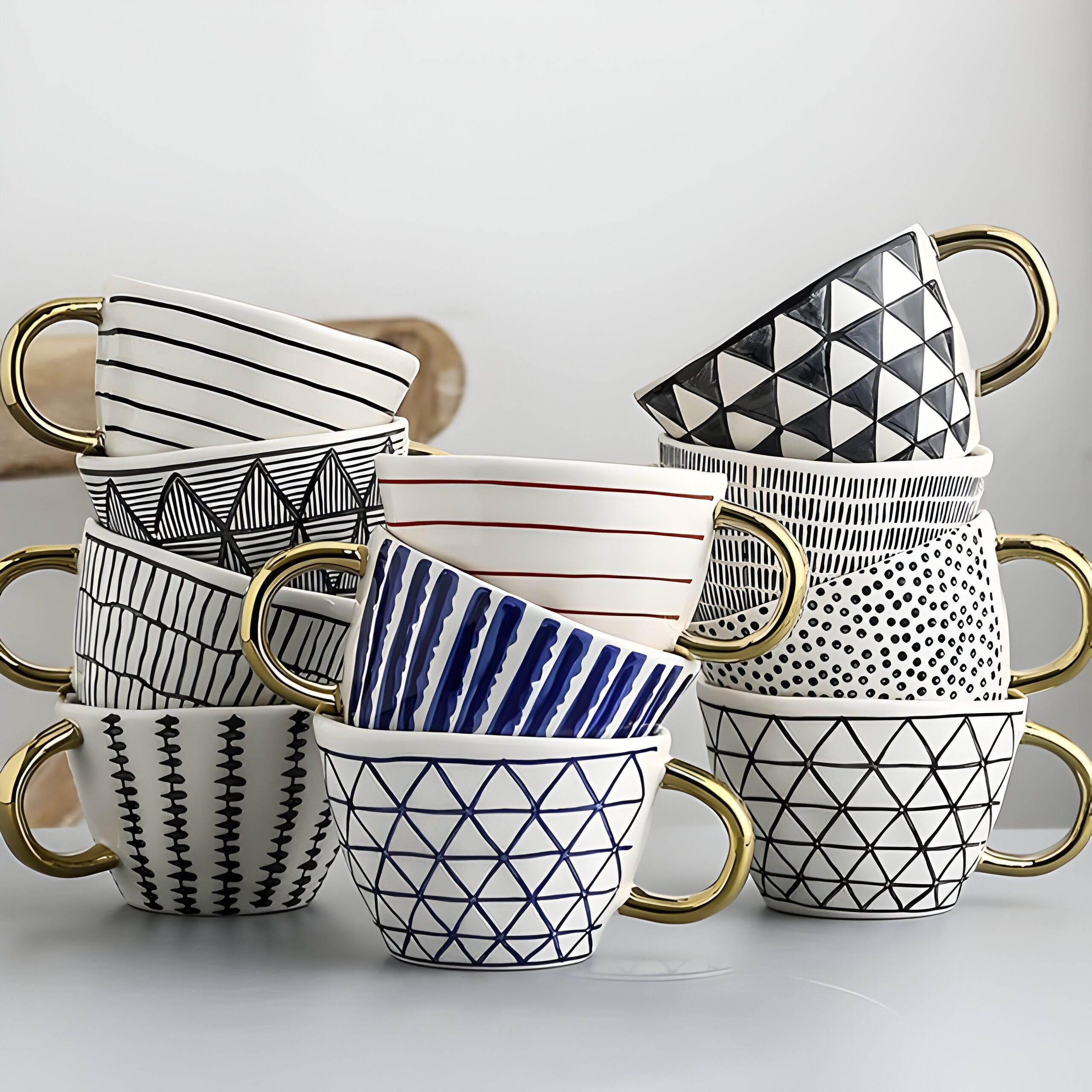 GeoSip Cup - Unregelmäßige Geometrische Keramik-Kaffeetasse