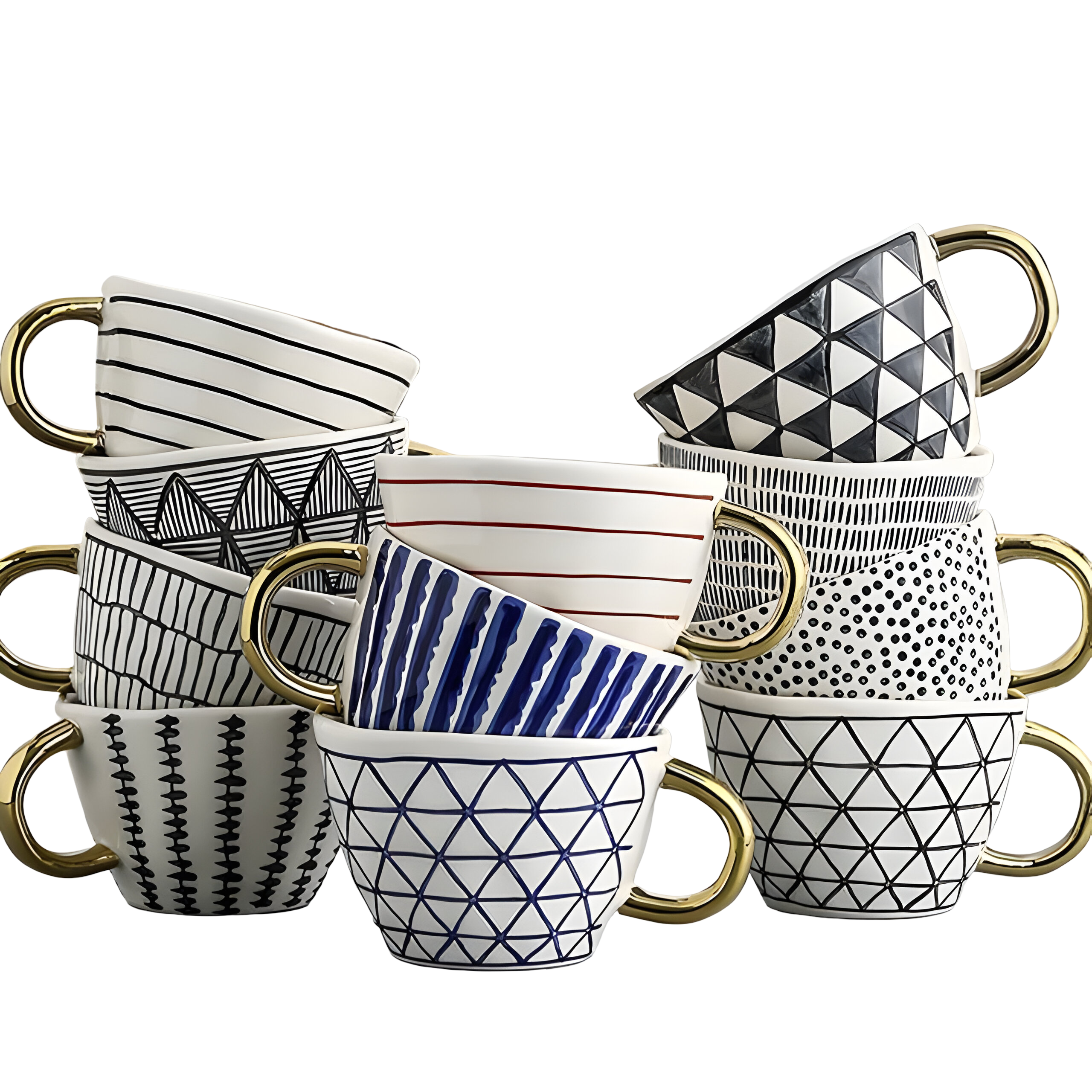 Keramiktasse mit geometrischem Design – Stilvoll und modern | Ideal für Kaffee oder Tee