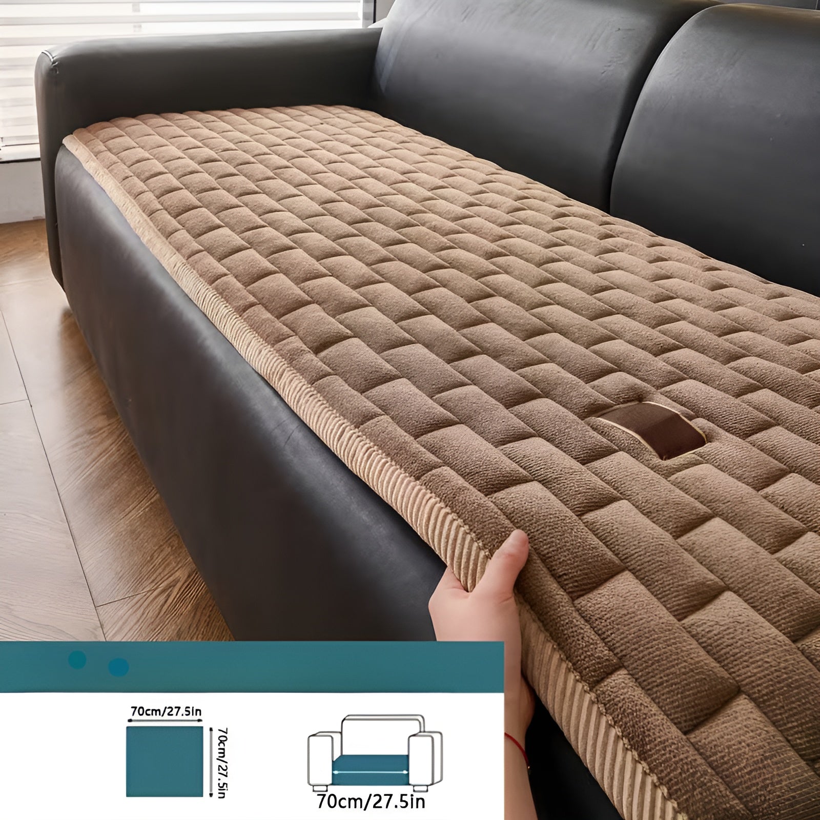 Gepolsterter Cord-Sofabezug – Weich Dick Gepolstert und Pflegeleicht | Für Einzel- und Ecksofas - Einzel sitzer