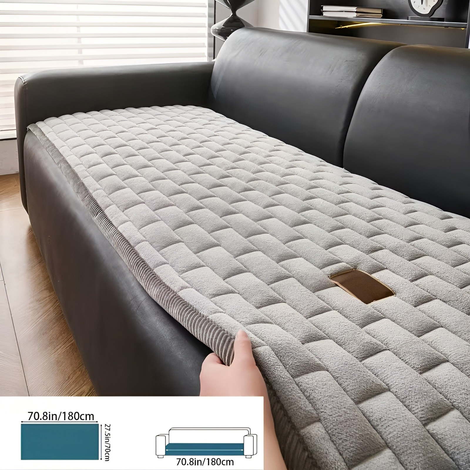 Gepolsterter Cord-Sofabezug – Weich Dick Gepolstert und Pflegeleicht | Für Einzel- und Ecksofas - 3 Sitzer Sofa