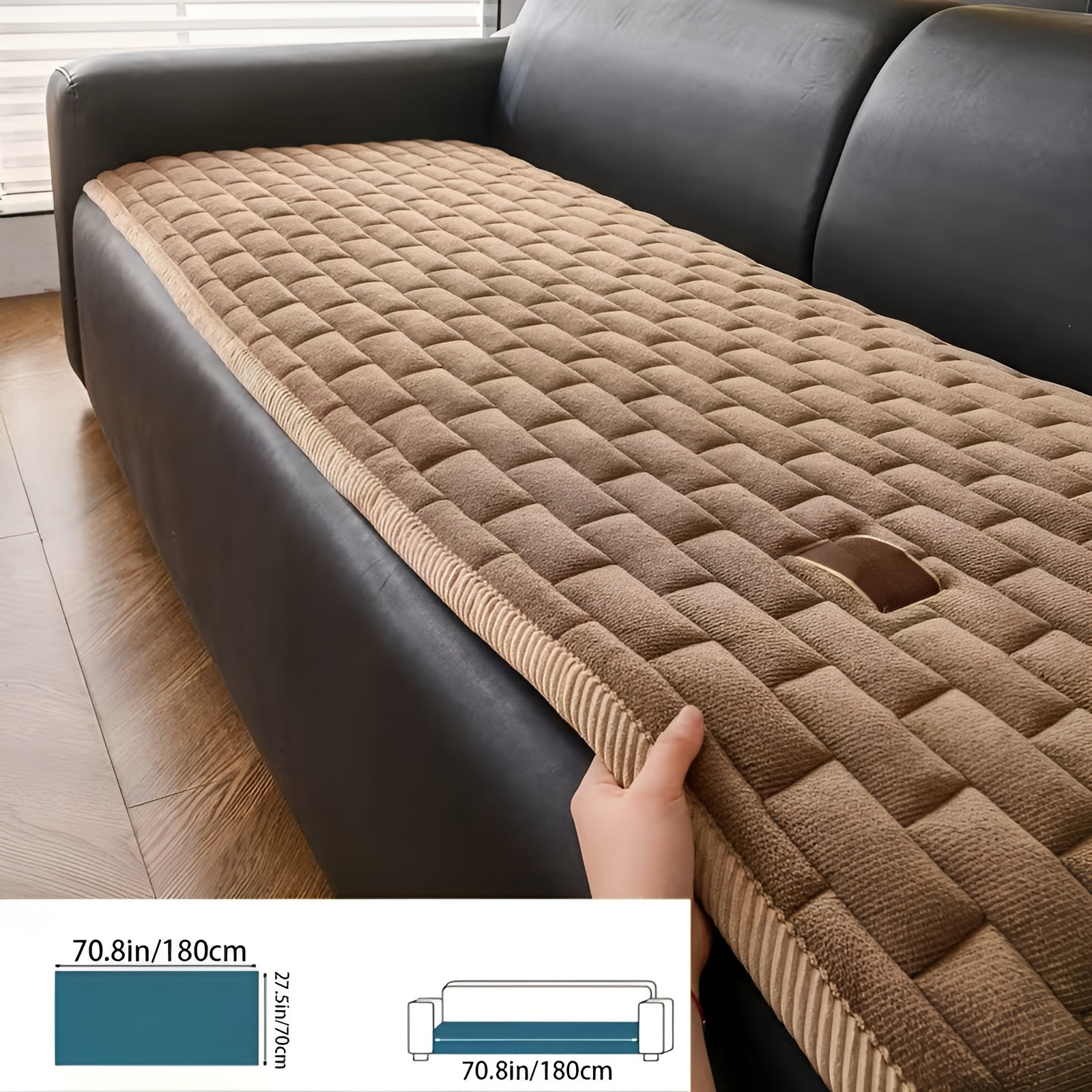 Gepolsterter Cord-Sofabezug – Weich Dick Gepolstert und Pflegeleicht | Für Einzel- und Ecksofas - 3 Sitzer Sofa