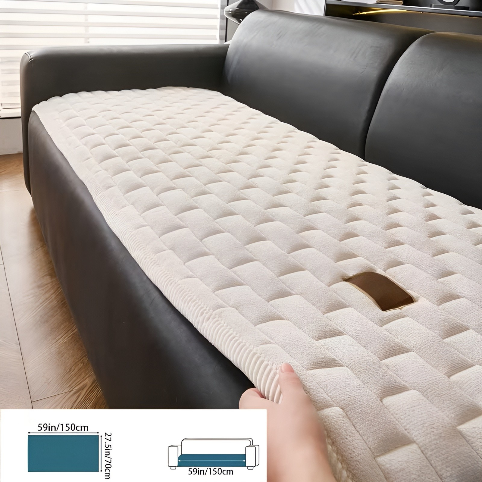 Gepolsterter Cord-Sofabezug – Weich Dick Gepolstert und Pflegeleicht | Für Einzel- und Ecksofas - 2 Sitzer Sofa