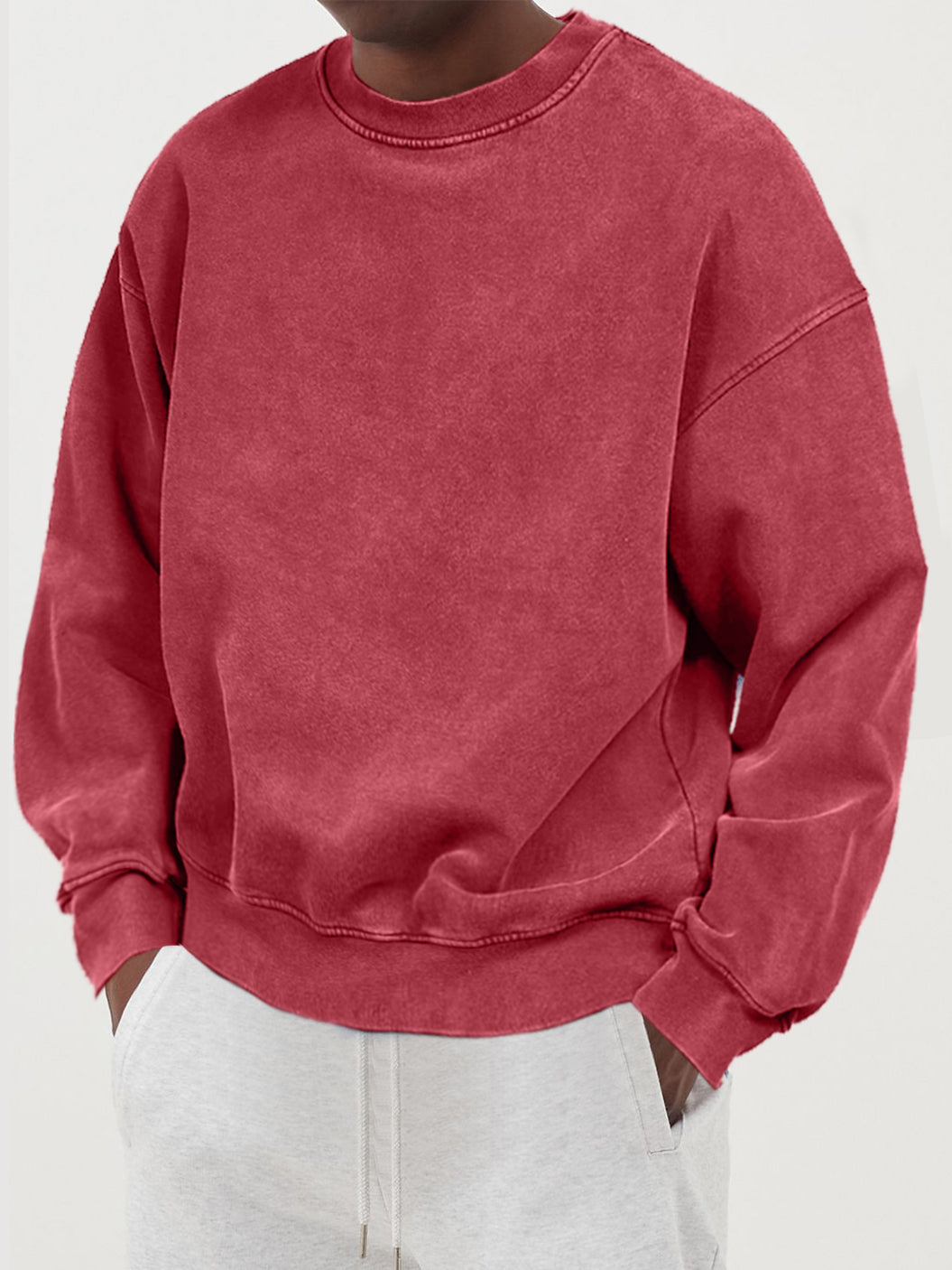 Gewaschener Baumwoll-Strickpullover für Herren - Rot / S - Herren Pullover