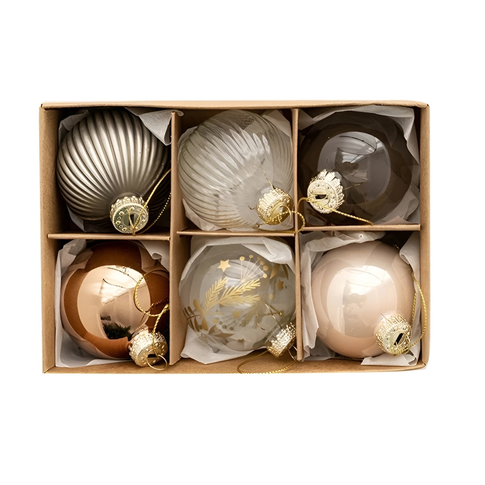 Glas-Christbaumkugeln Set (6 Stück) – Elegant & Glänzend | Für Stilvolle Weihnachtsdekoration zu Hause - Wohnzubehör