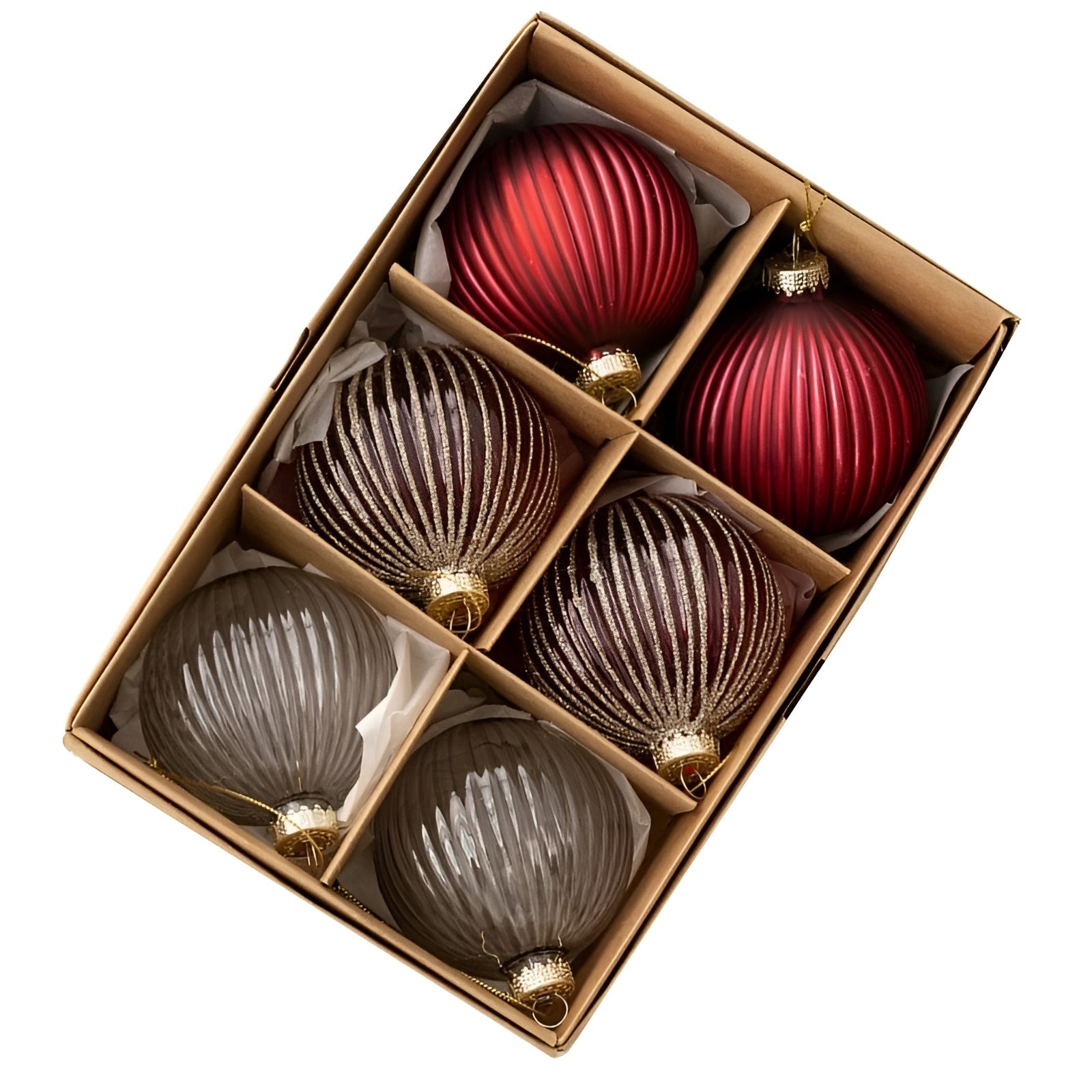 Glas-Christbaumkugeln Set (6 Stück) – Elegant & Glänzend | Für Stilvolle Weihnachtsdekoration zu Hause - Wohnzubehör