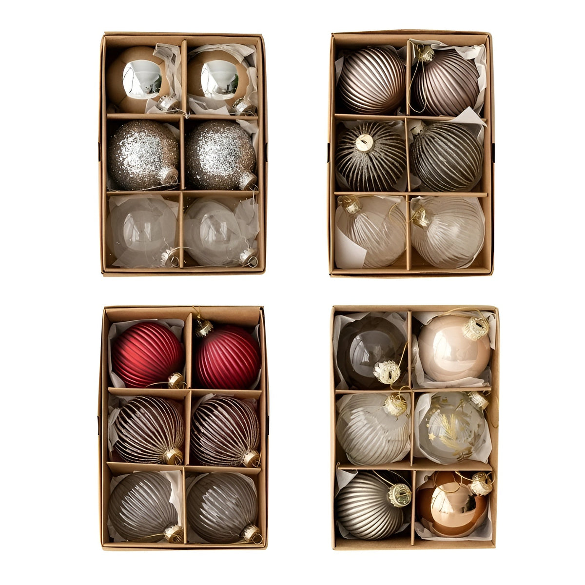 Glas-Christbaumkugeln Set (6 Stück) – Elegant & Glänzend | Für Stilvolle Weihnachtsdekoration zu Hause - Wohnzubehör