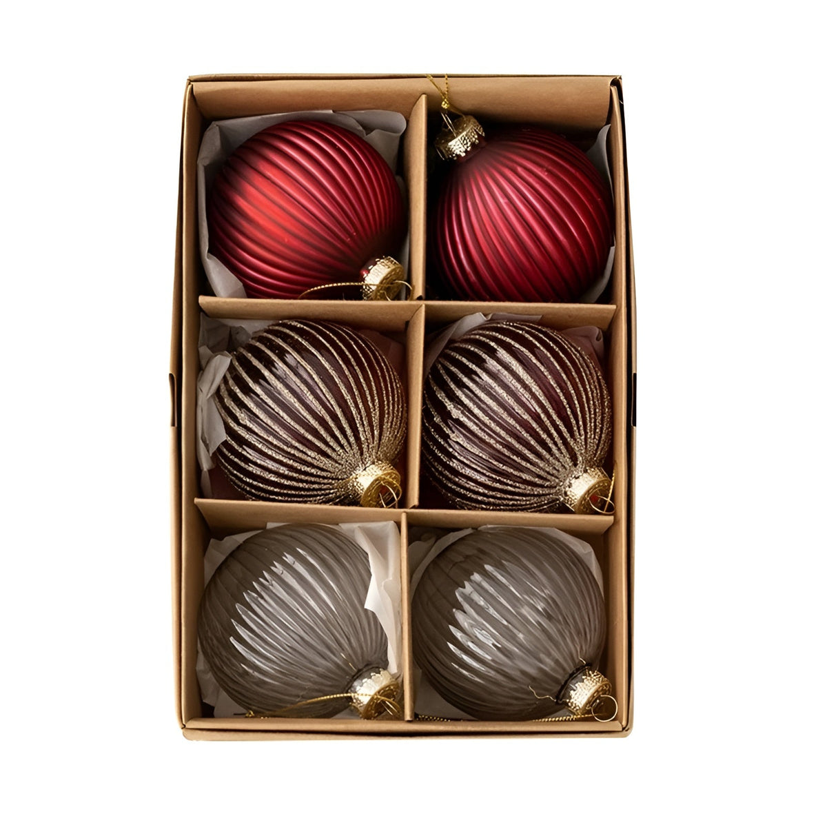 Glas-Christbaumkugeln Set (6 Stück) – Elegant & Glänzend | Für Stilvolle Weihnachtsdekoration zu Hause - C - Wohnzubehör
